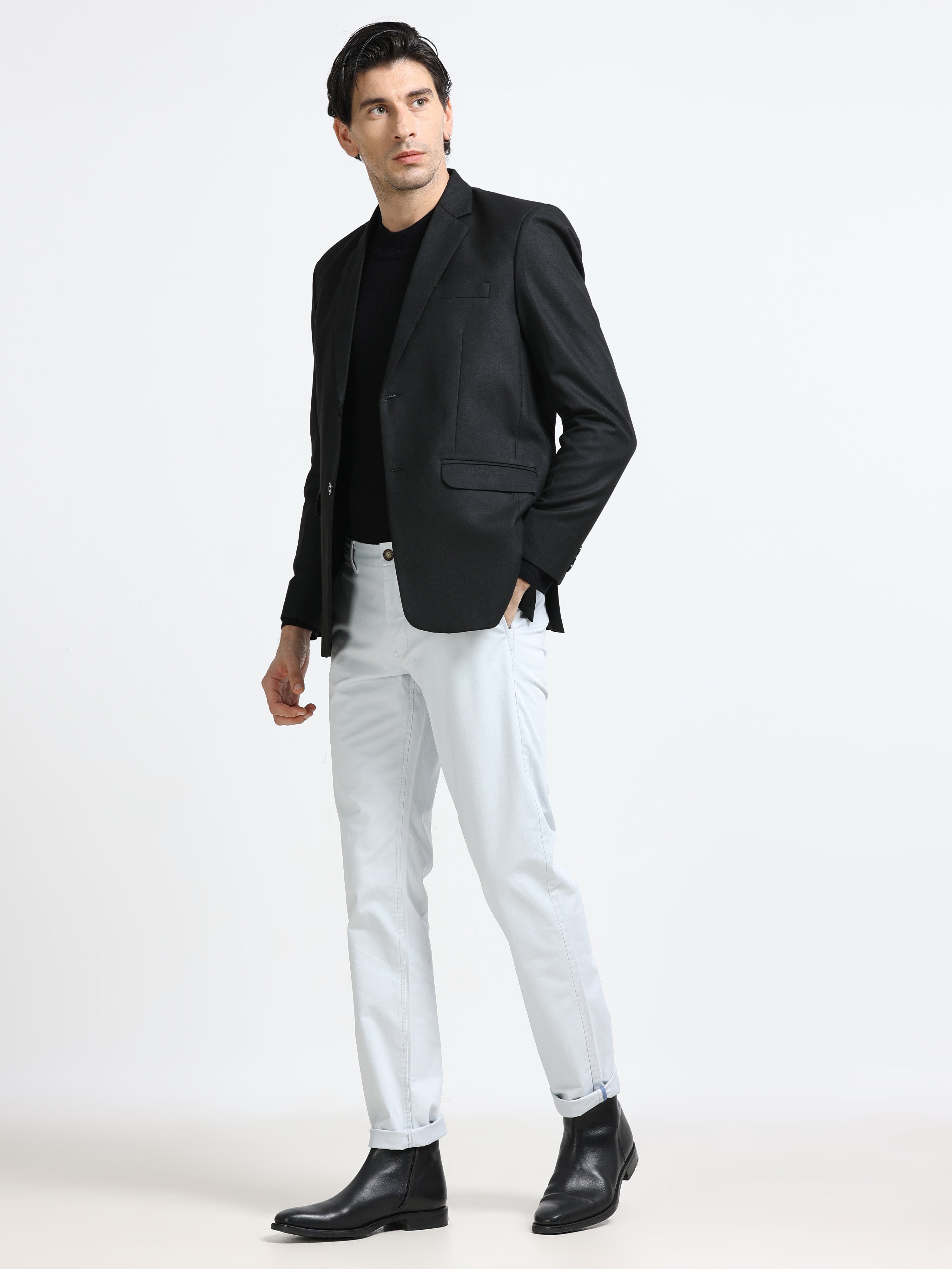 PEARL GREY CONVERSE COTTON LYCRA STRECTH TROUSERS
