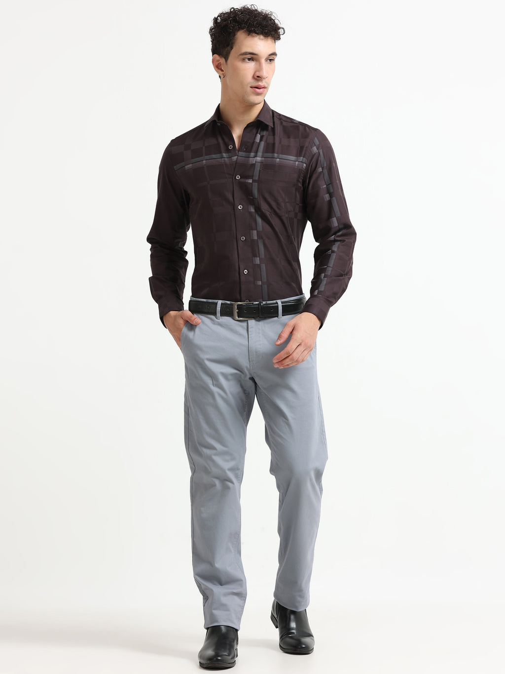 BLUISH GREY CONVERSE COTTON LYCRA STRECTH TROUSERS