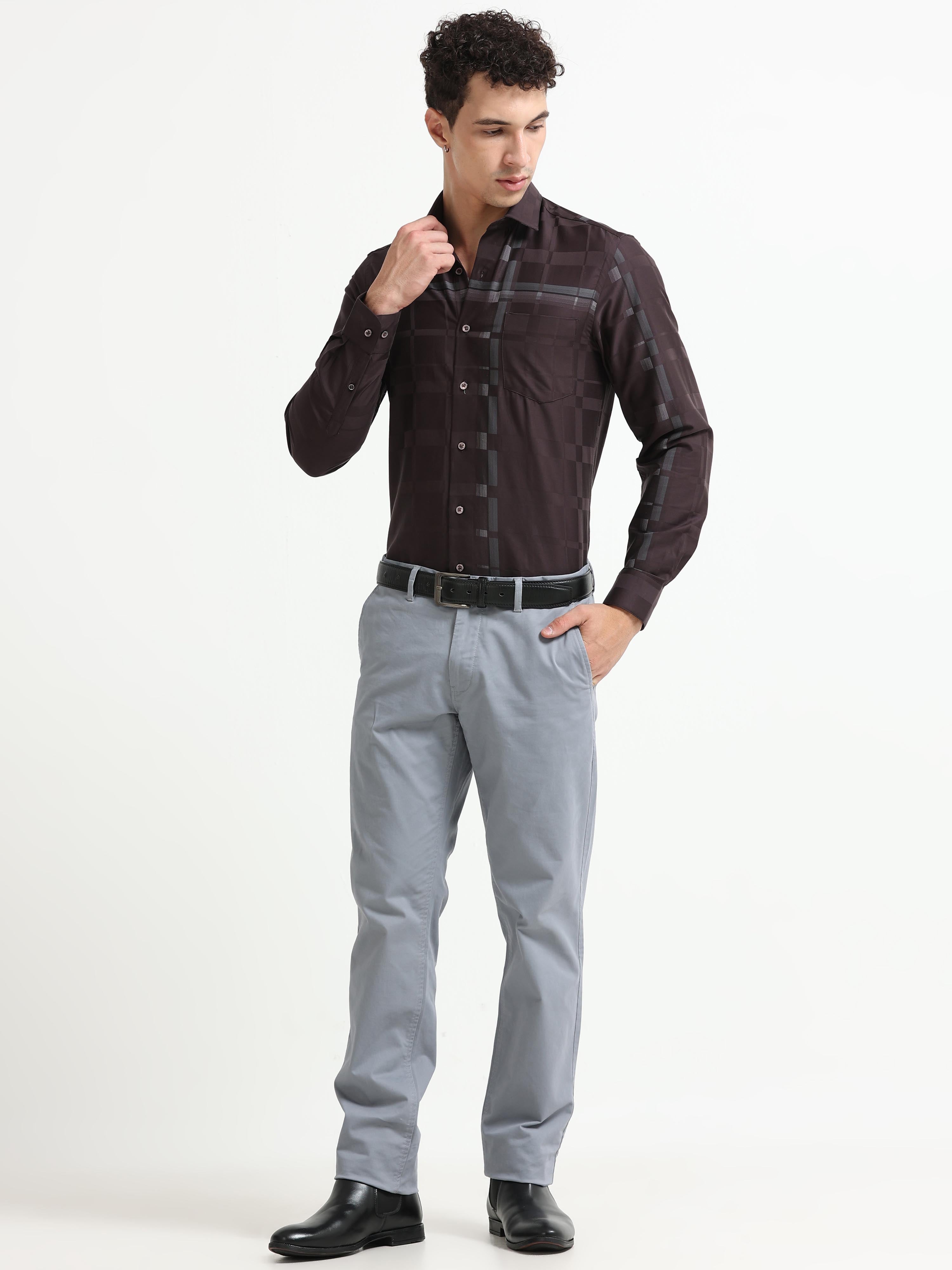 Espresso Checker Jacquard Shirt