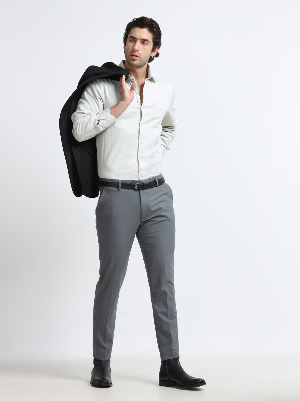 SLATE GREY 4 WAY STRETCH VISCOSE BLEND FORMAL PANT