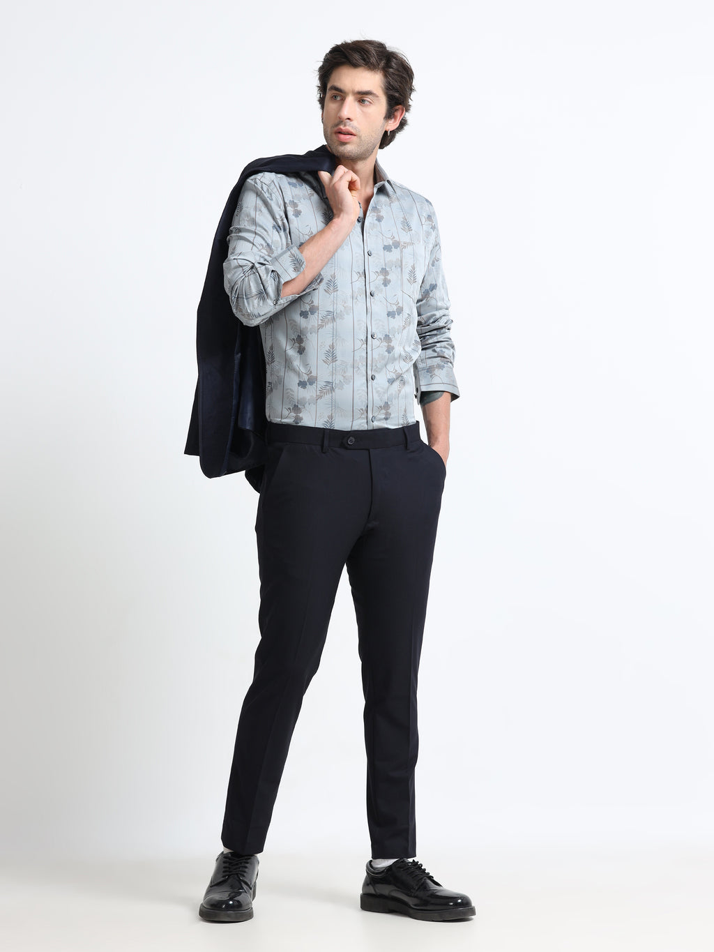 INK BLUE 4 WAY STRETCH VISCOSE BLEND FORMAL PANT