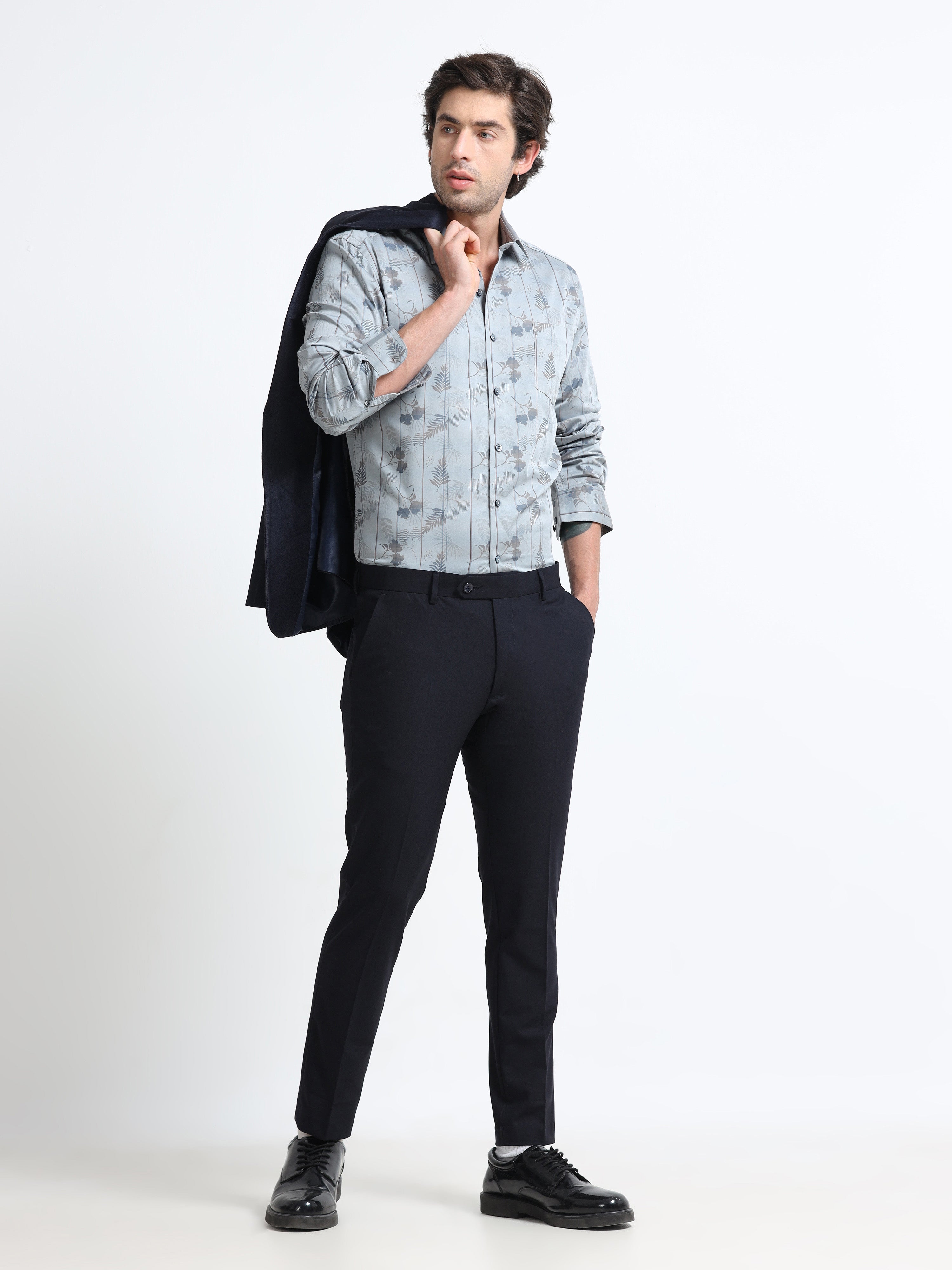 INK BLUE 4 WAY STRETCH VISCOSE BLEND FORMAL PANT