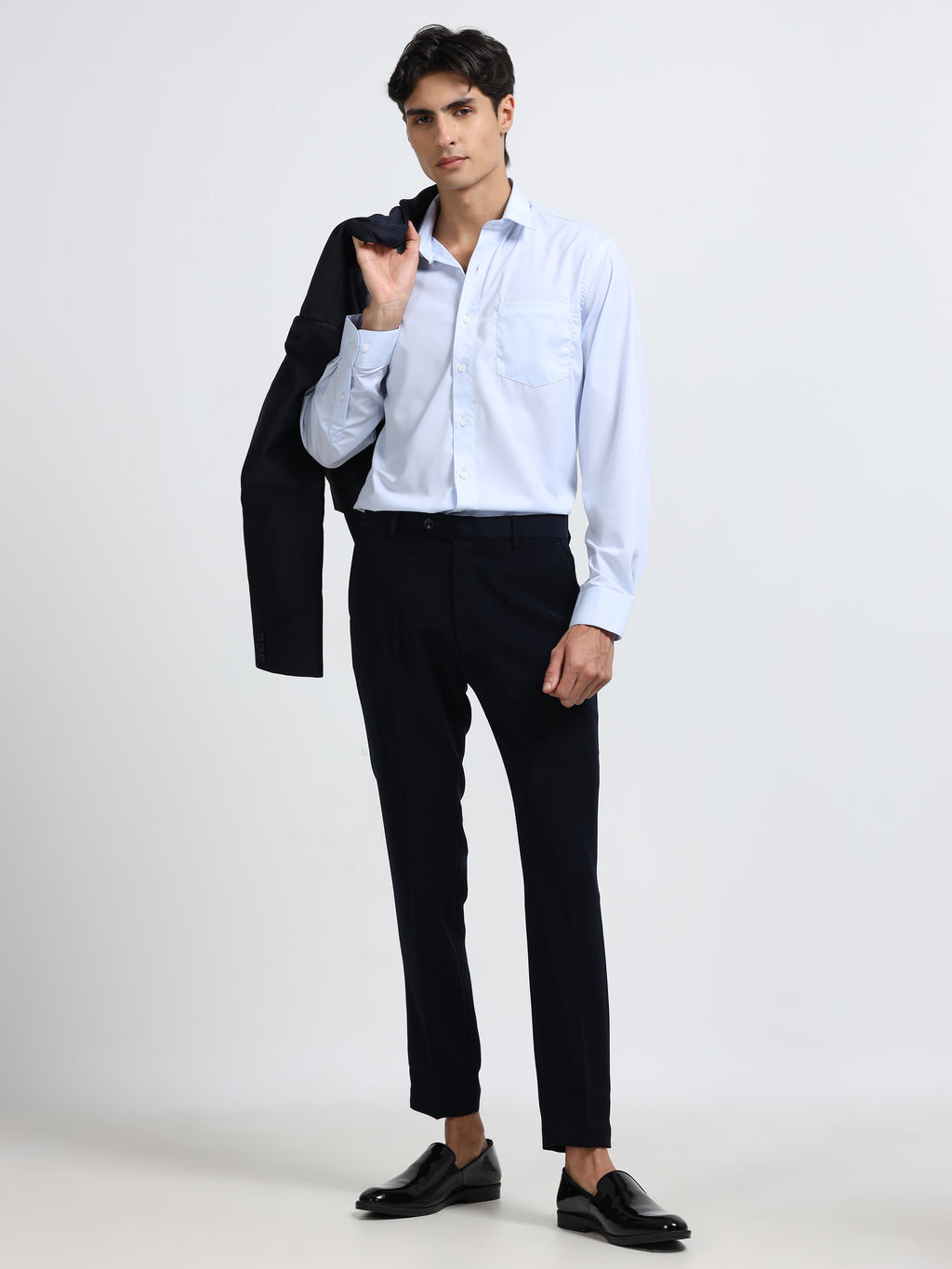 CARBON BLACK 4 WAY STRETCH VISCOSE BLEND FORMAL PANT