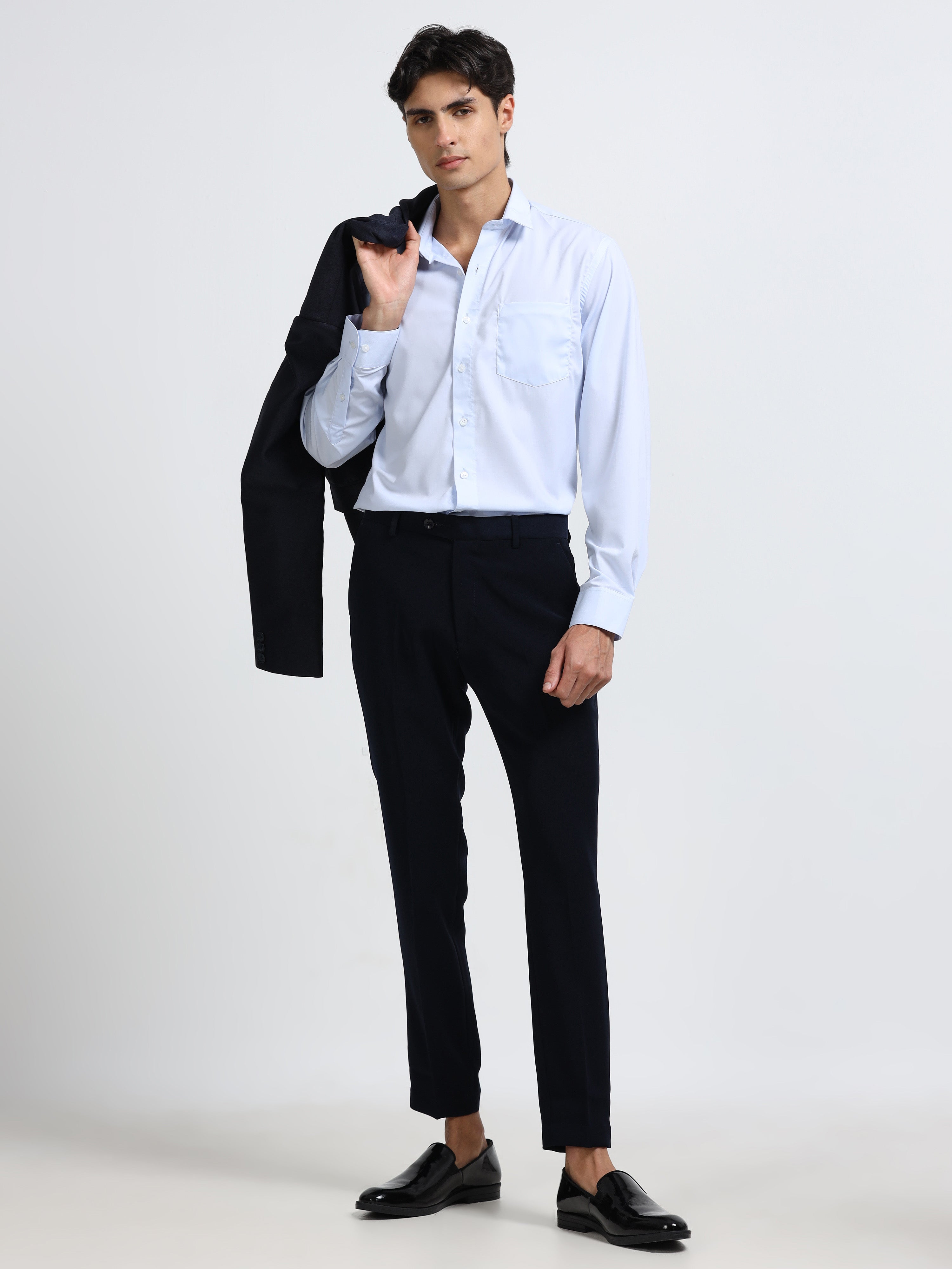 CARBON BLACK 4 WAY STRETCH VISCOSE BLEND FORMAL PANT