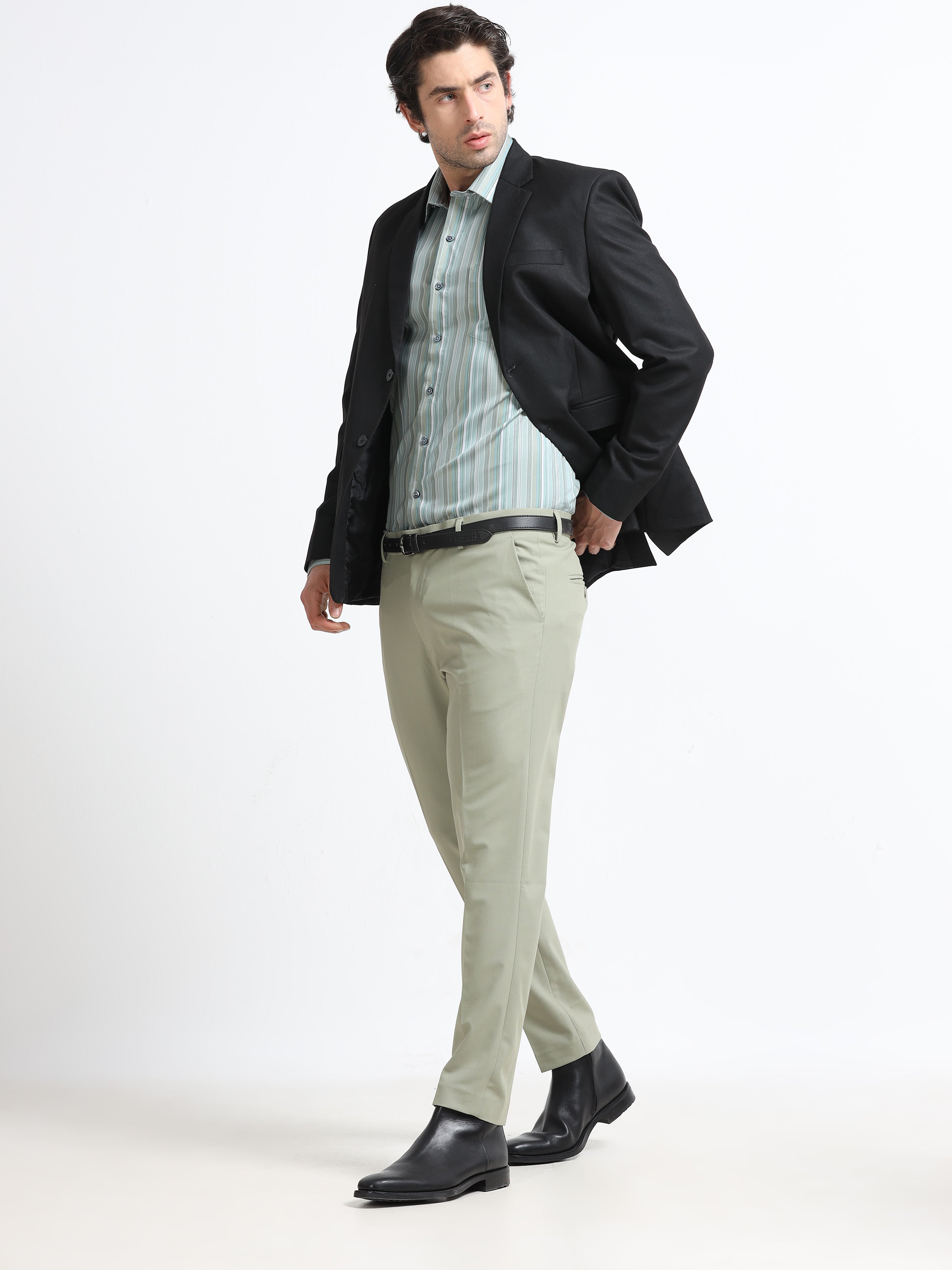 PISTA GREEN 4 WAY STRETCH VISCOSE BLEND FORMAL PANT