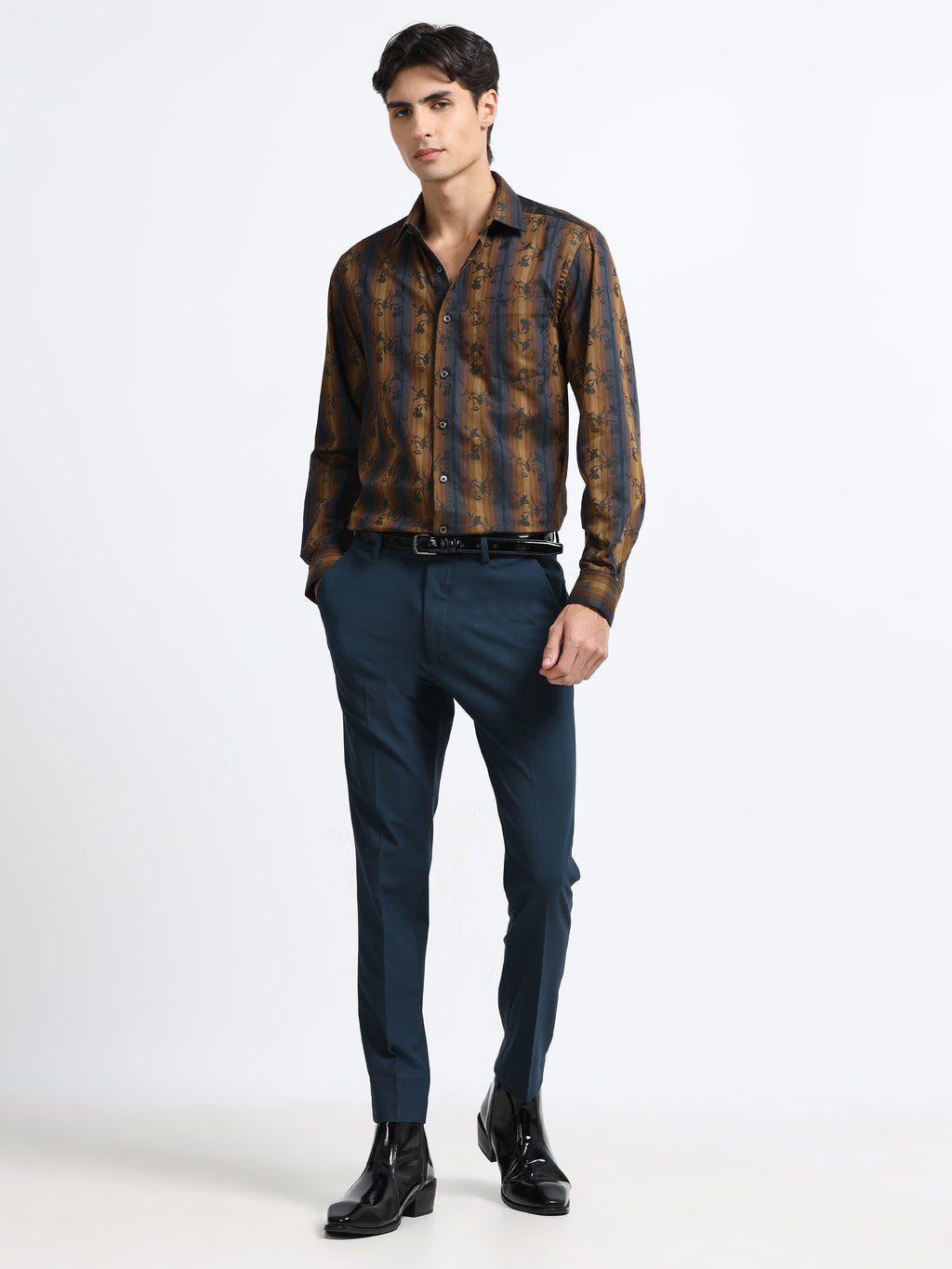 BLUE 4 WAY STRETCH VISCOSE BLEND FORMAL PANT