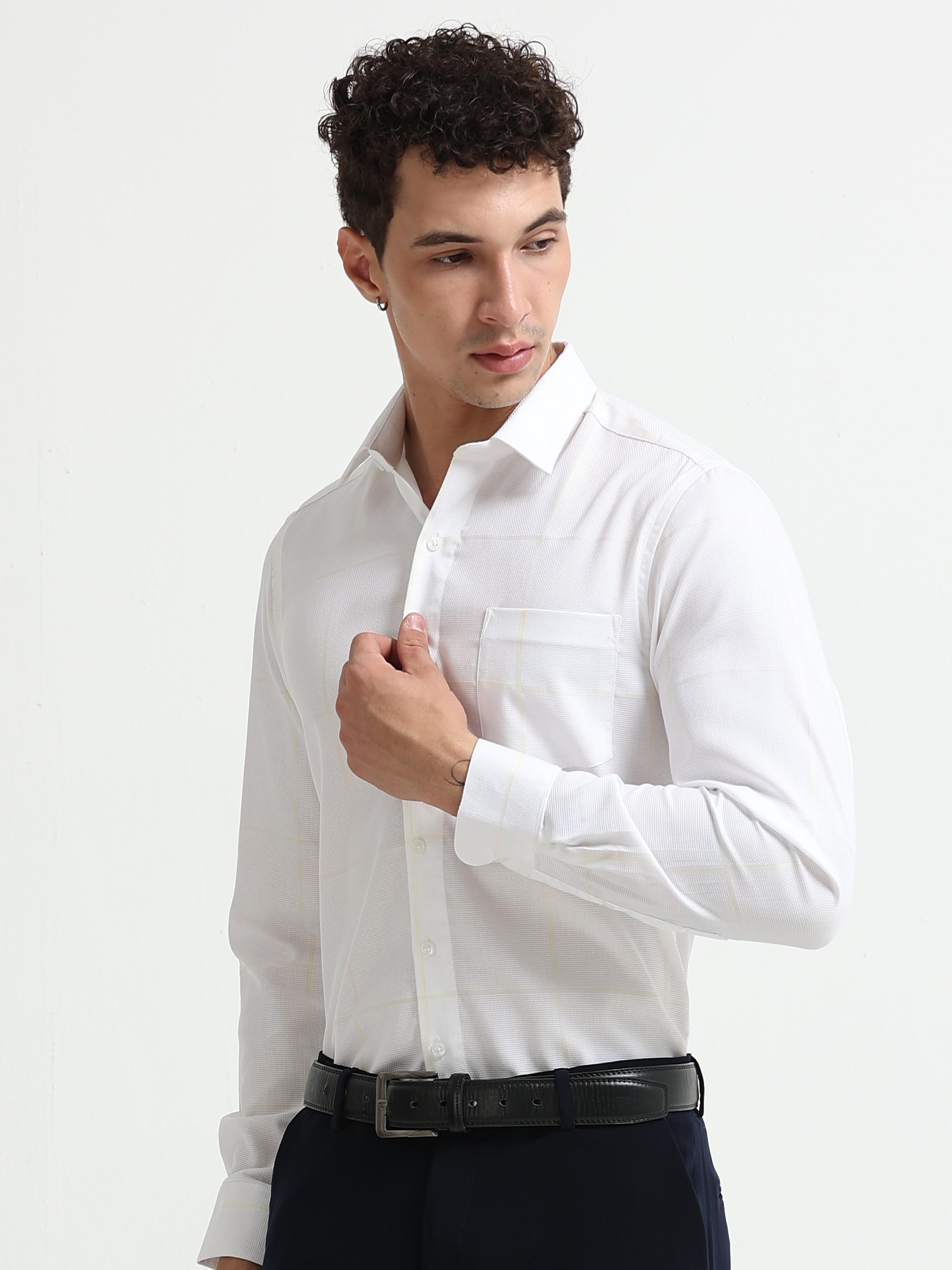 Ivory Honeycomb Structured Shirt