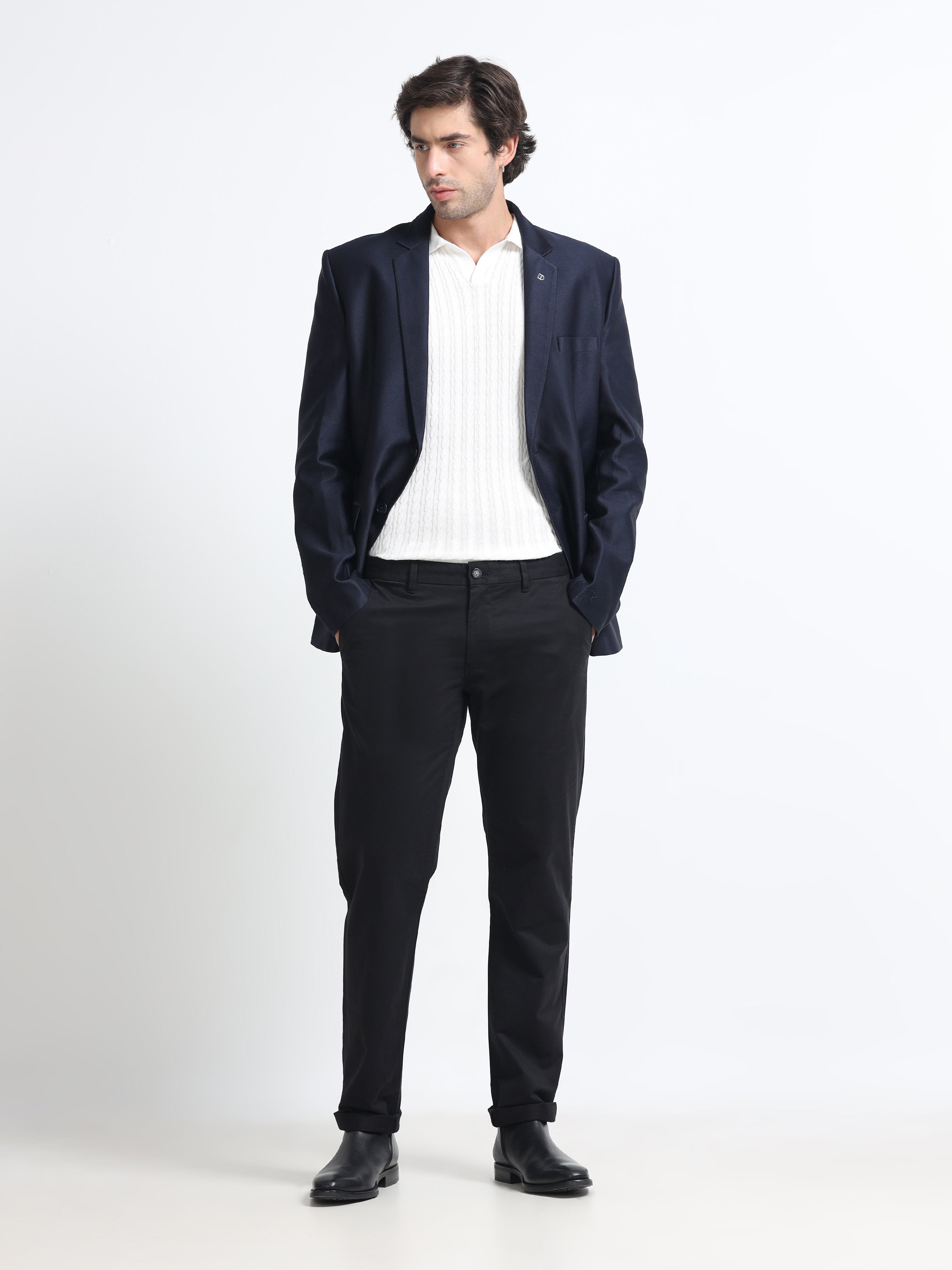 DEEP NAVY BLUE CONVERSE COTTON LYCRA STRECTH TROUSERS