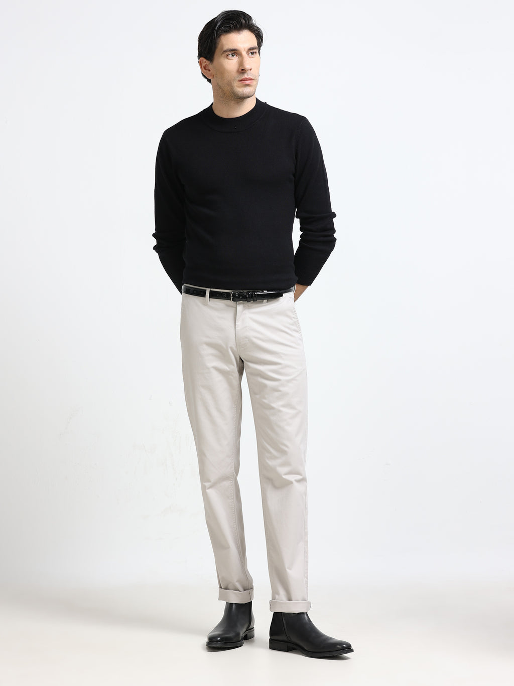 LIGHT ASH CONVERSE COTTON LYCRA STRECTH TROUSERS
