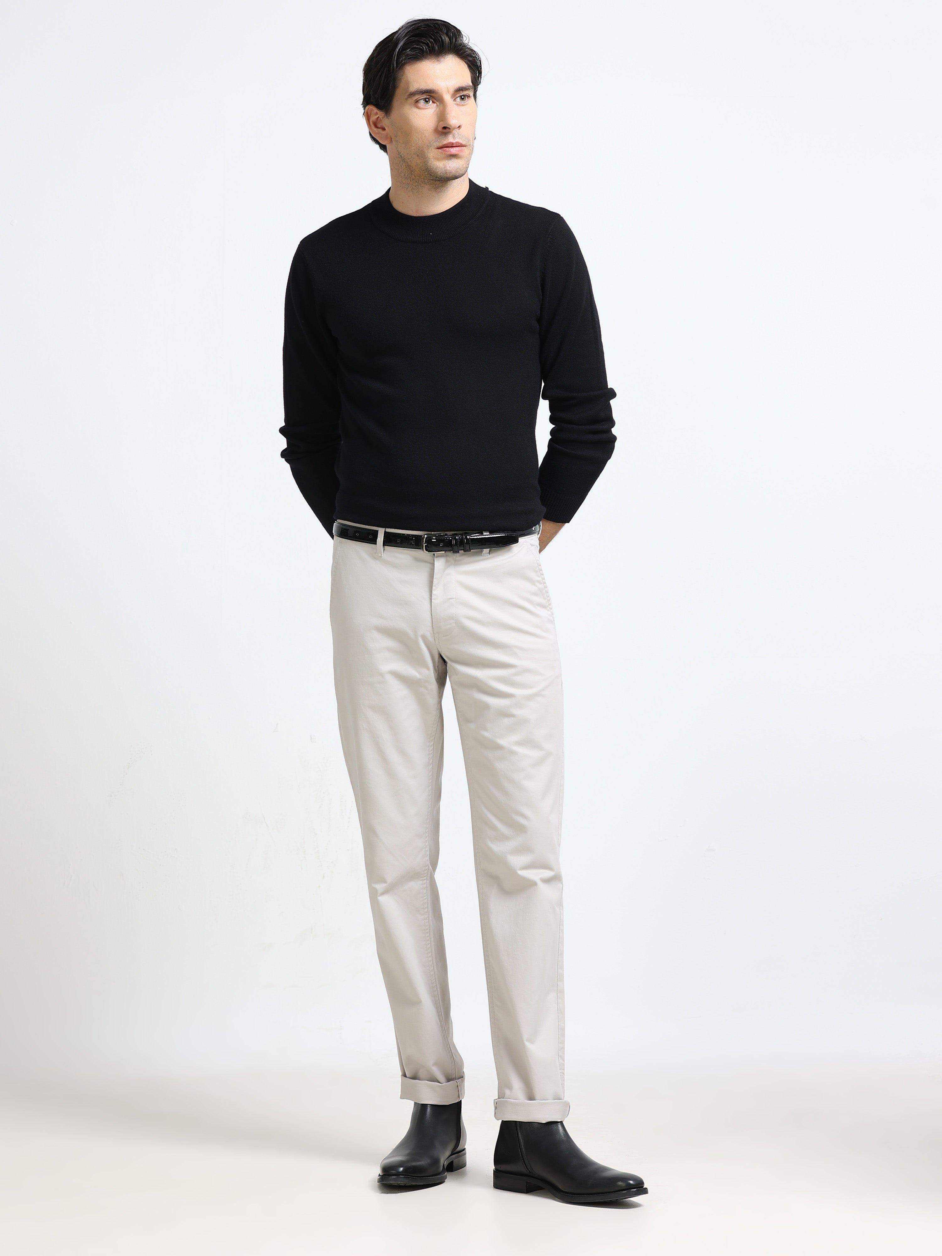 LIGHT ASH CONVERSE COTTON LYCRA STRECTH TROUSERS