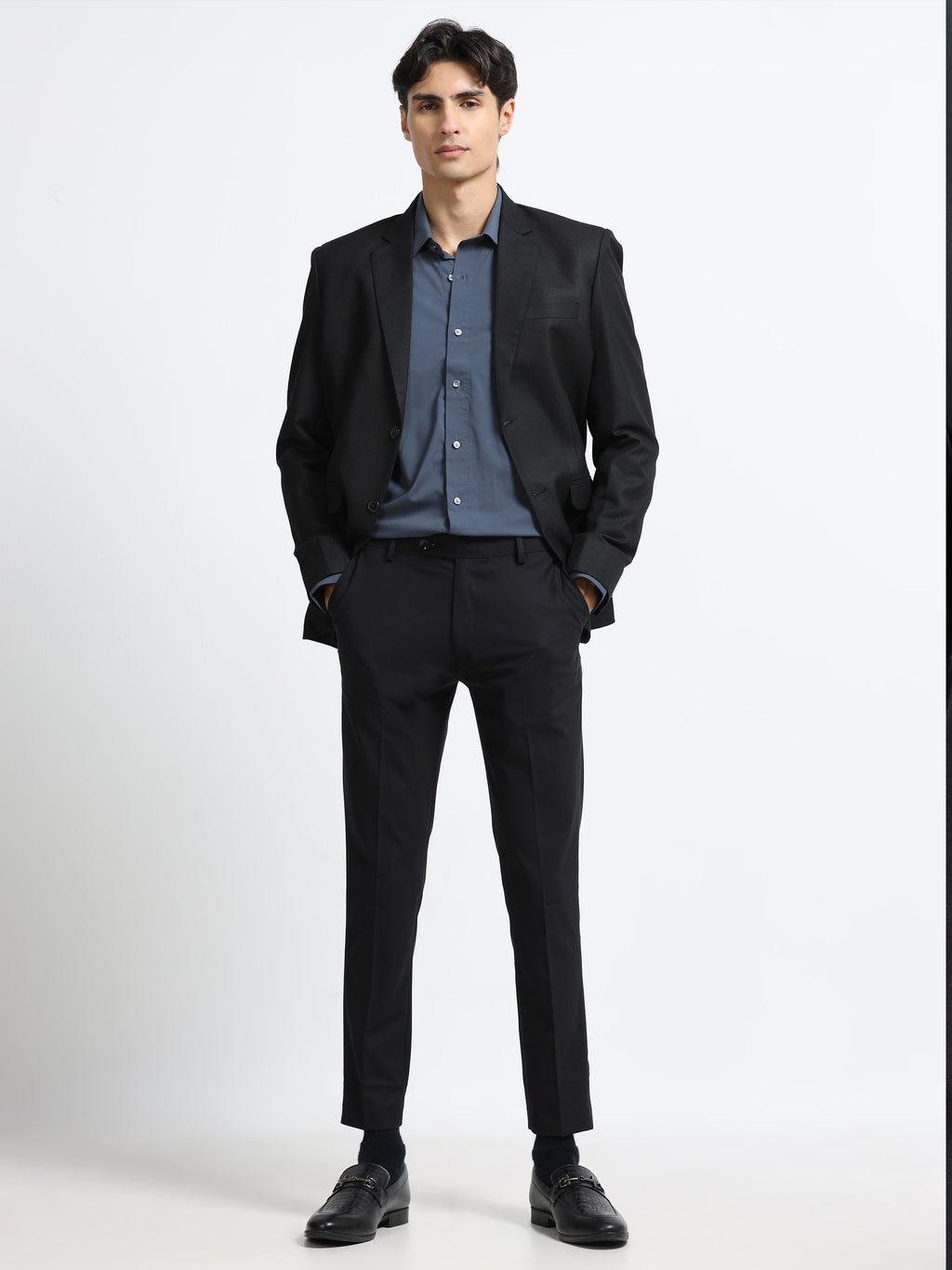 BLACK 4 WAY STRETCH VISCOSE BLEND FORMAL PANT