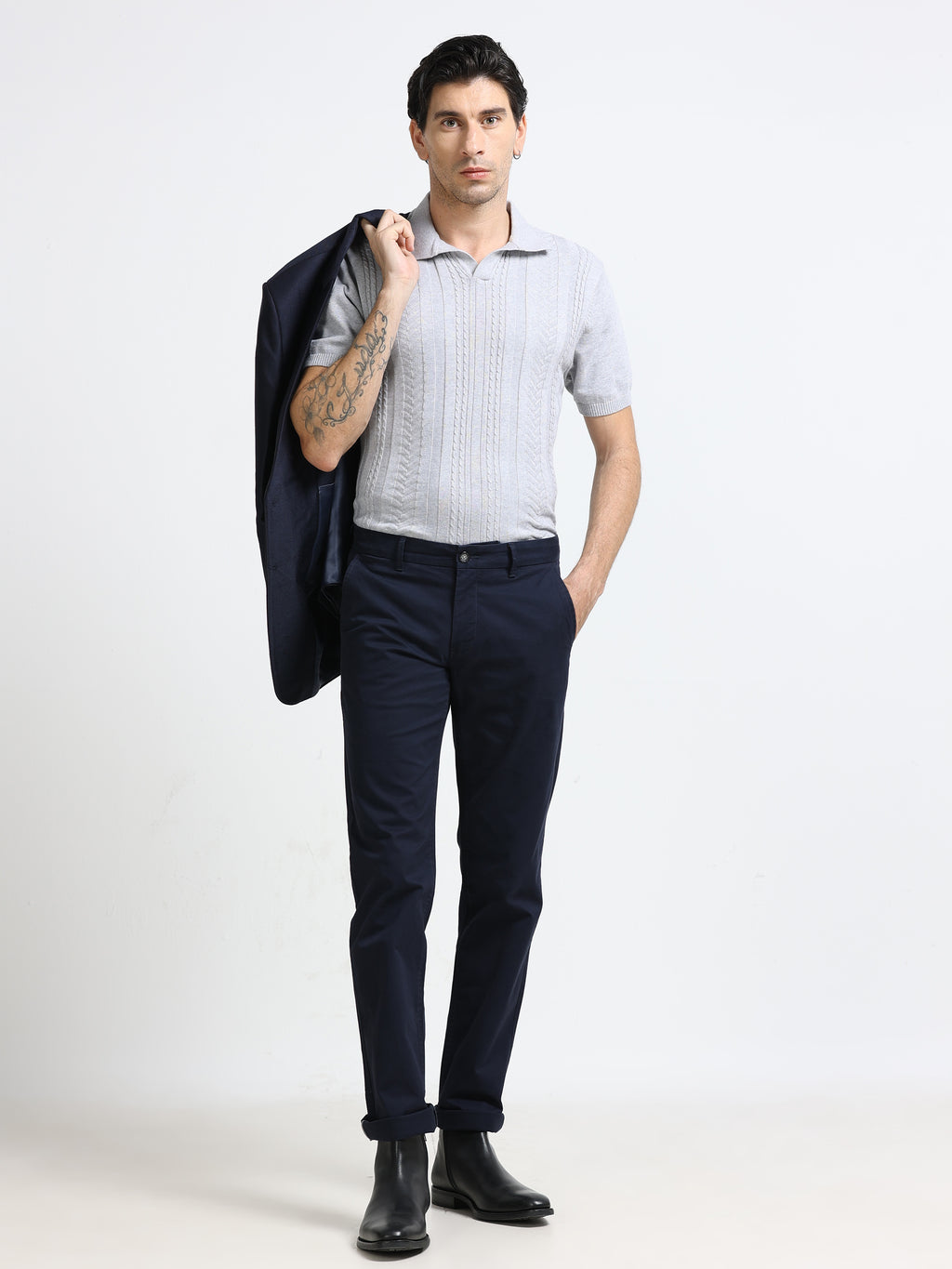 DARK NAVY GAP TWILL STRETCH TROUSERS