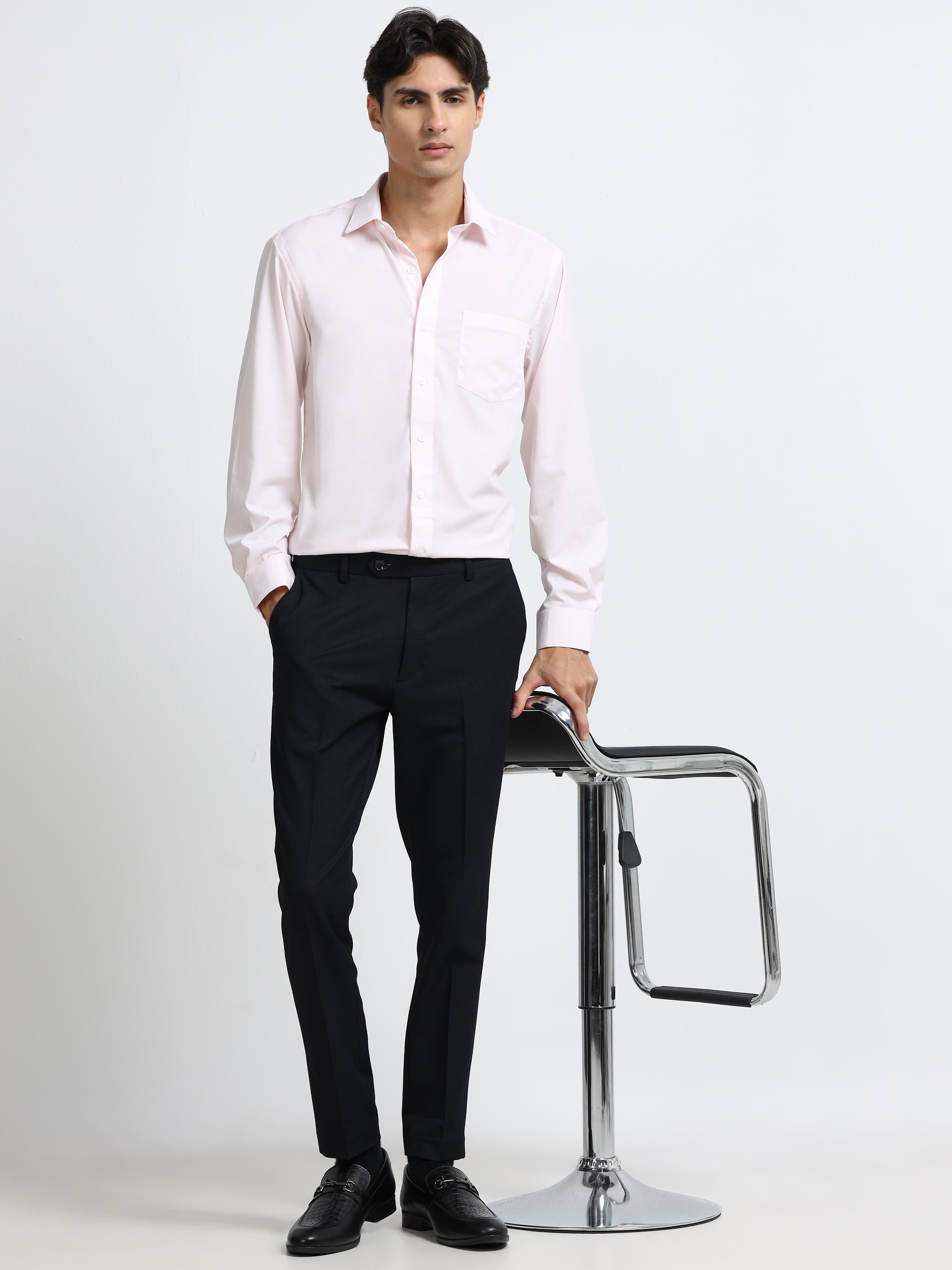 Morning Rose Cotton Satin Stretch Solid Shirt