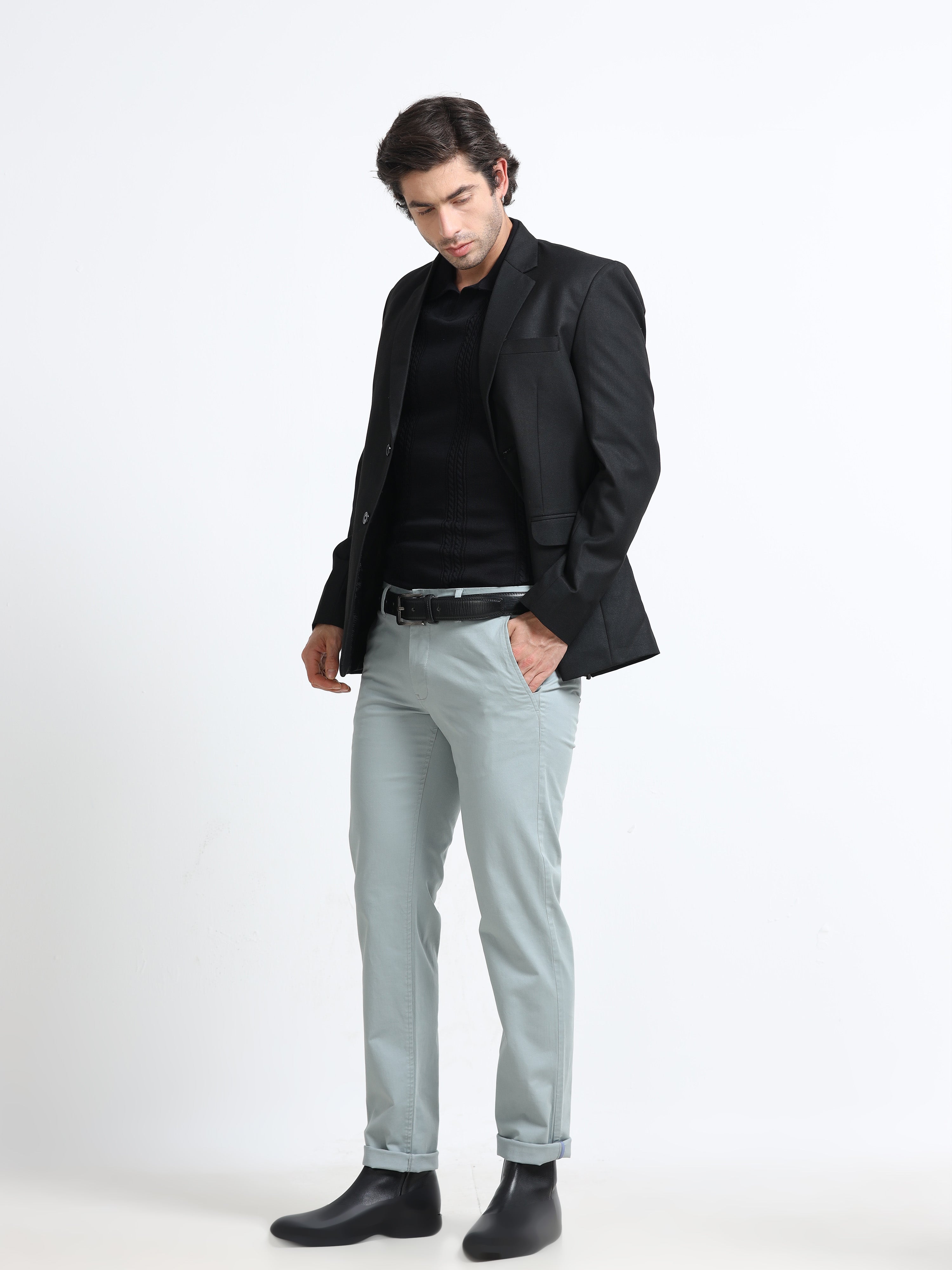 BLUISH GREY GAP TWILL STRETCH TROUSERS