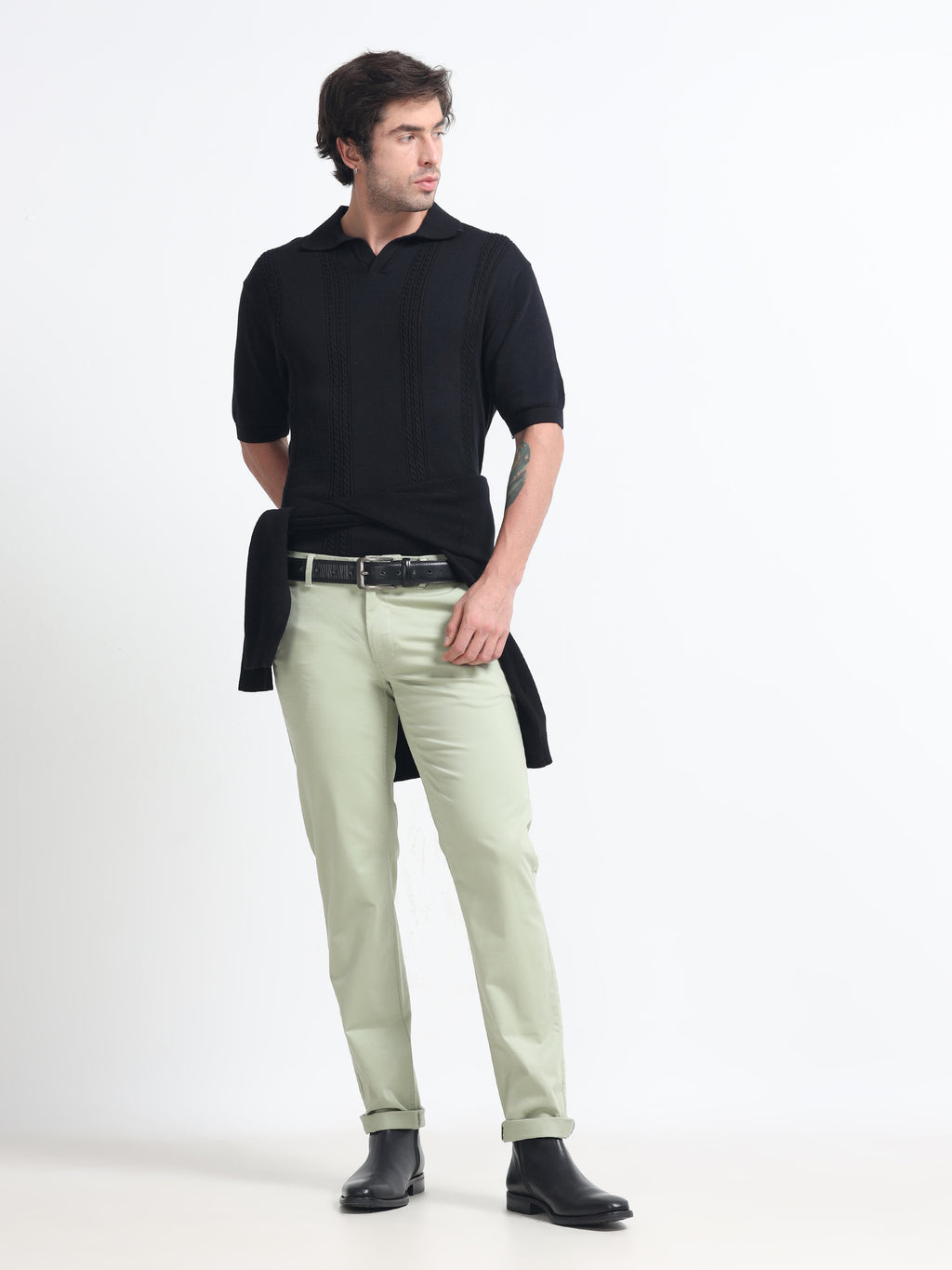 PISTA GREEN CONVERSE COTTON LYCRA STRECTH TROUSERS