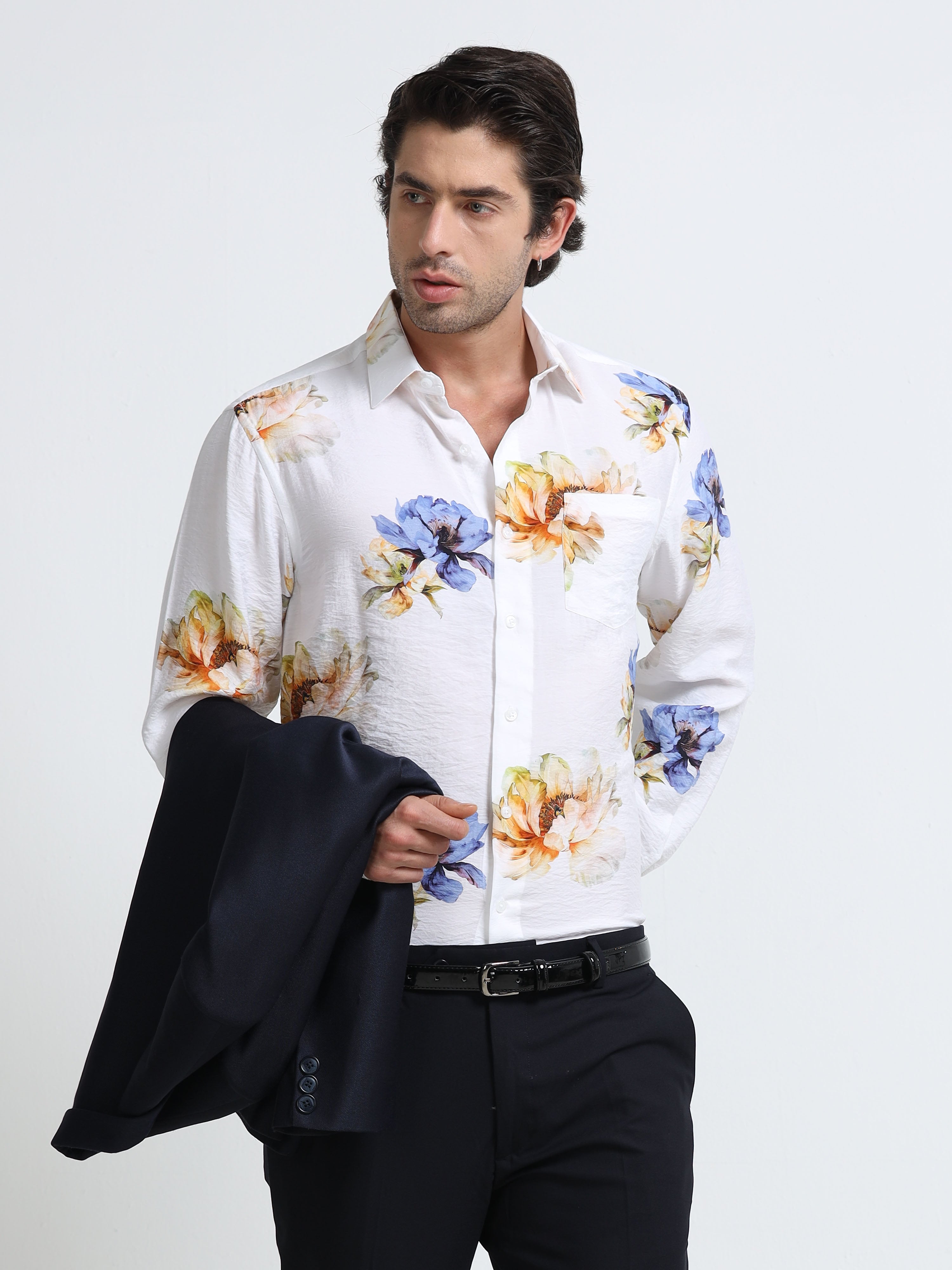 Riviera Bloom Cotton Crinkle Printed Shirt