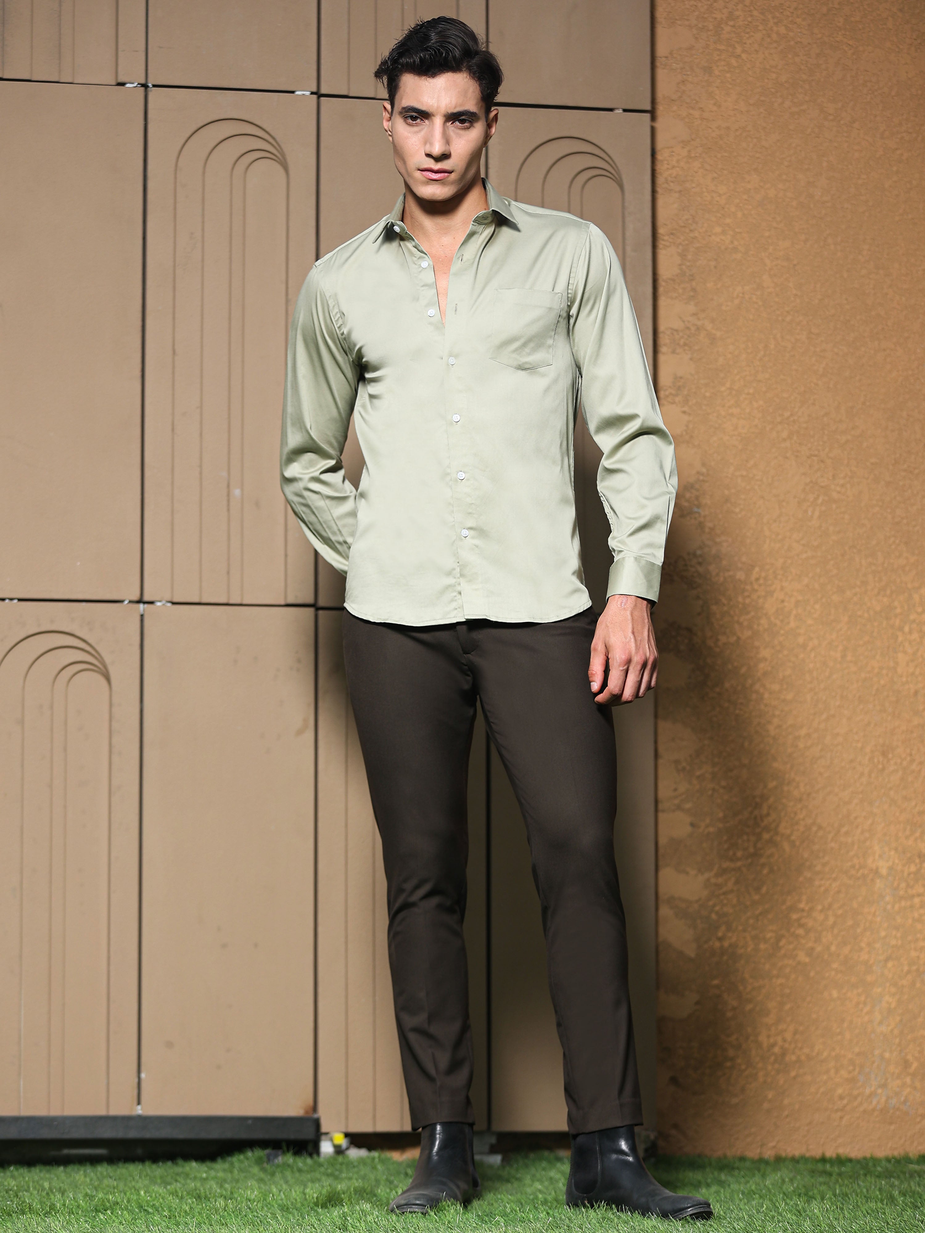 COFFEE BROWN 4 WAY STRETCH VISCOSE BLEND FORMAL PANT
