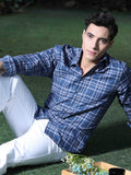 Graphite Blue Textured Check Jacquard Shirt