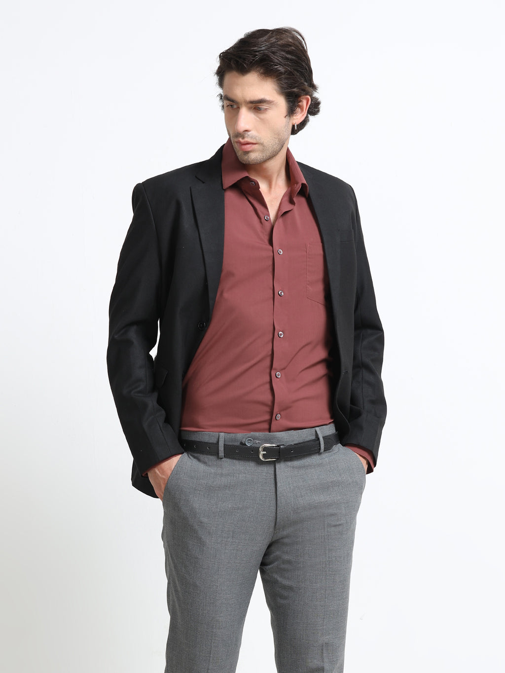 Marsala Royale Cotton Satin Stretch Solid Shirt