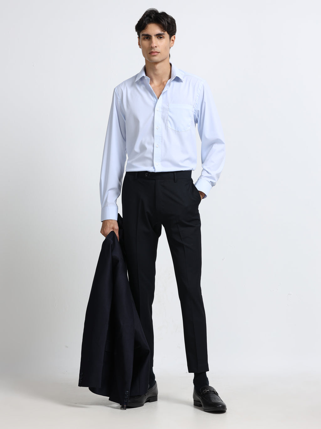 NAVY BLUE 4 WAY STRETCH VISCOSE BLEND FORMAL PANT