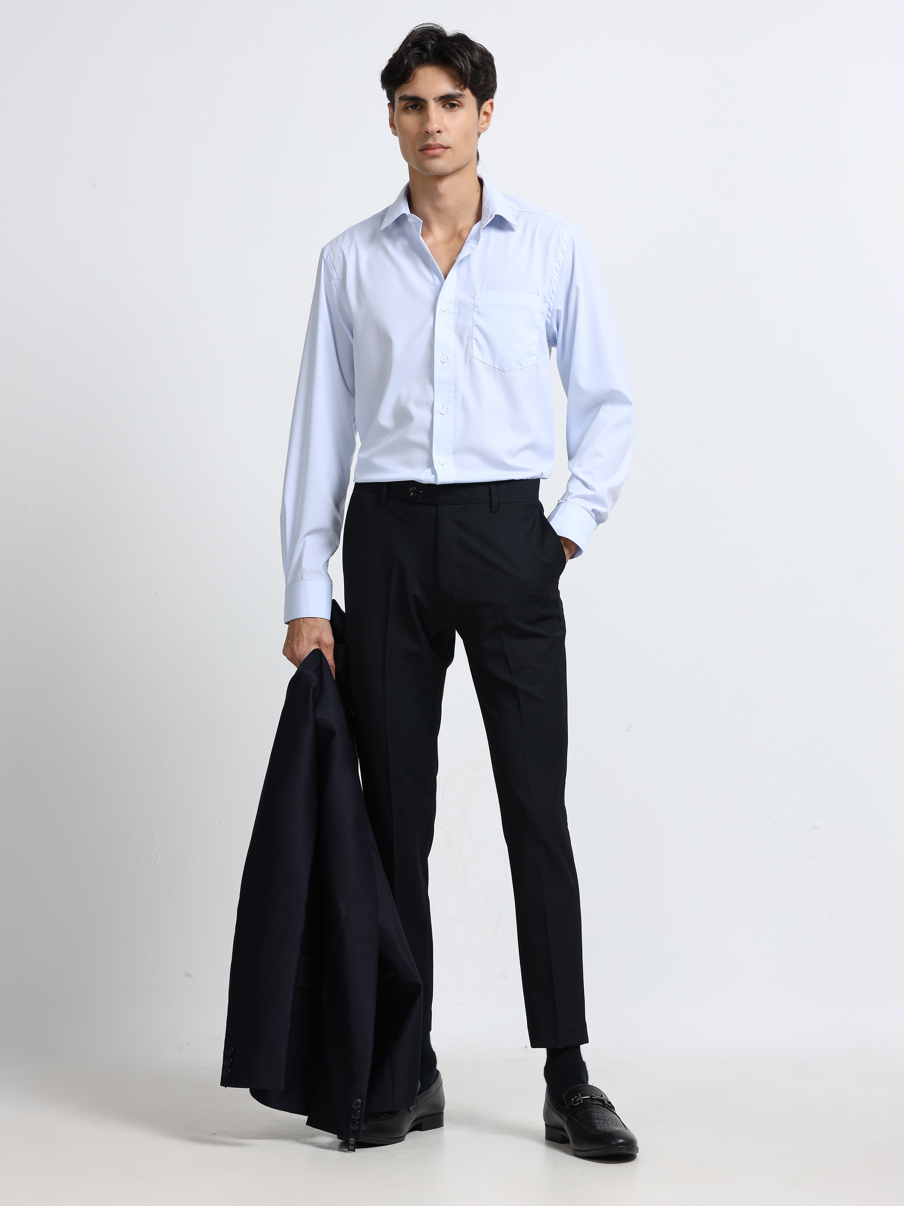 NAVY BLUE 4 WAY STRETCH VISCOSE BLEND FORMAL PANT