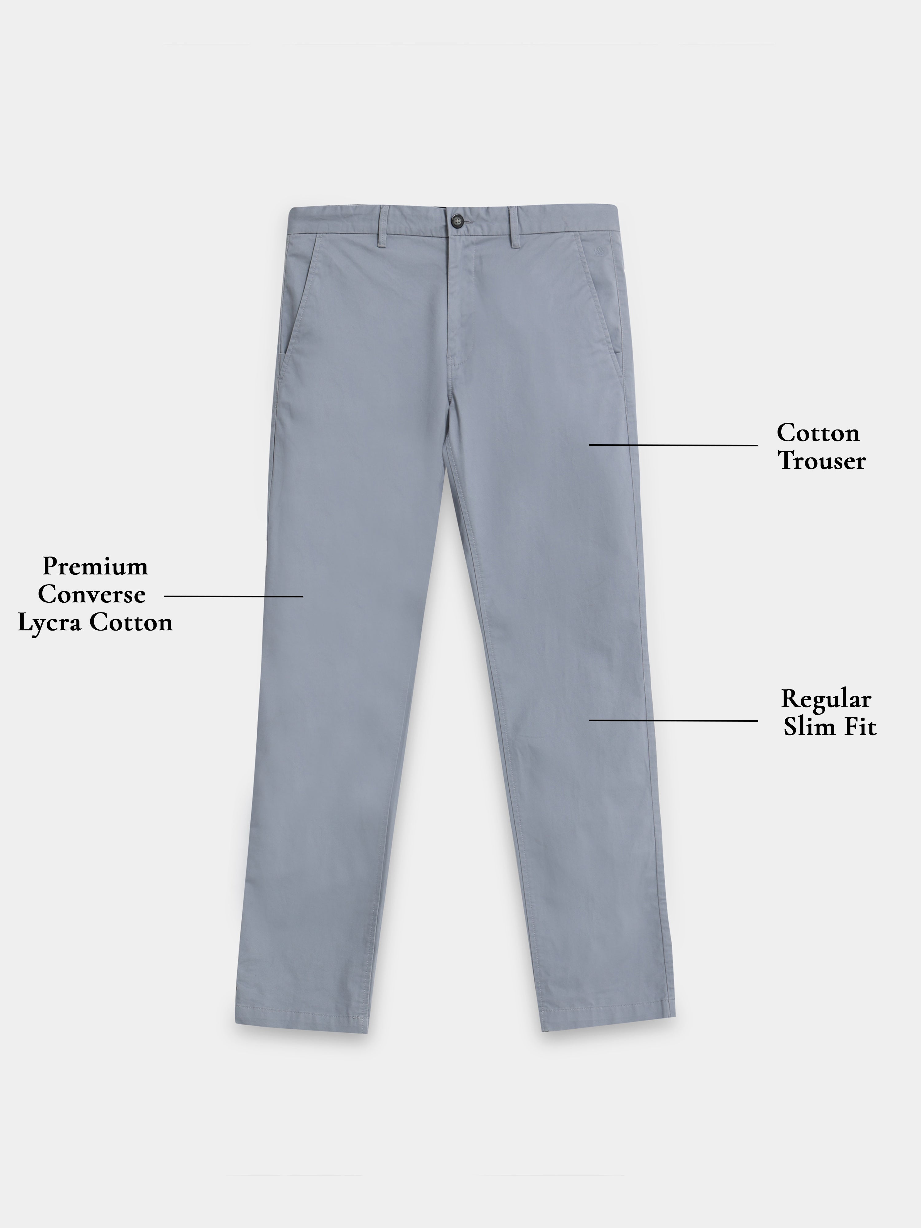 BLUISH GREY CONVERSE COTTON LYCRA STRECTH TROUSERS