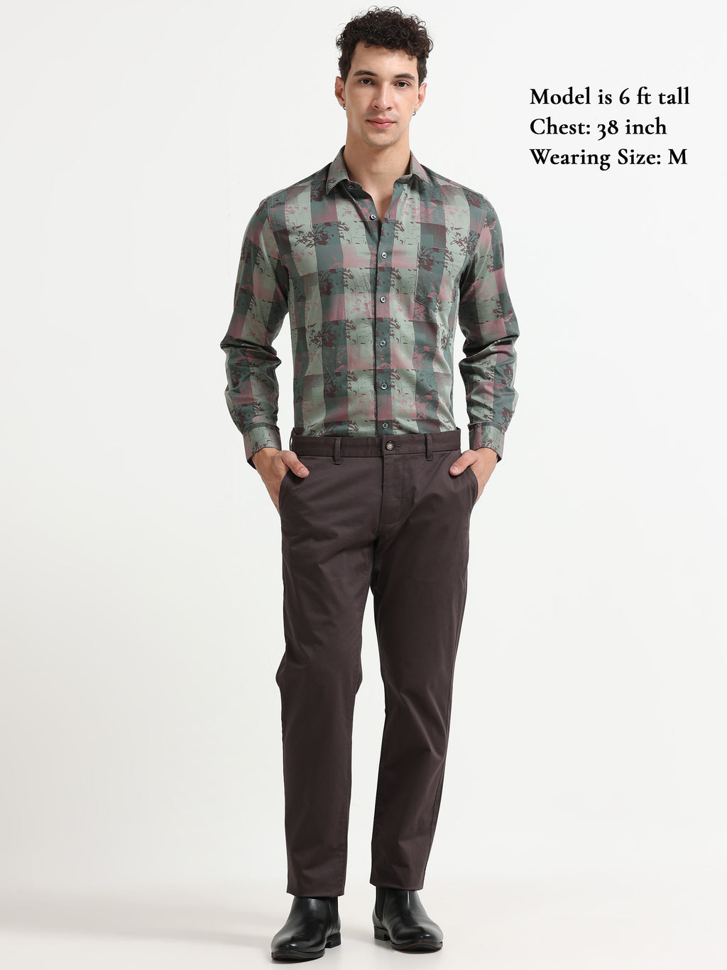 Abstract Forest Jacquard Check Shirt