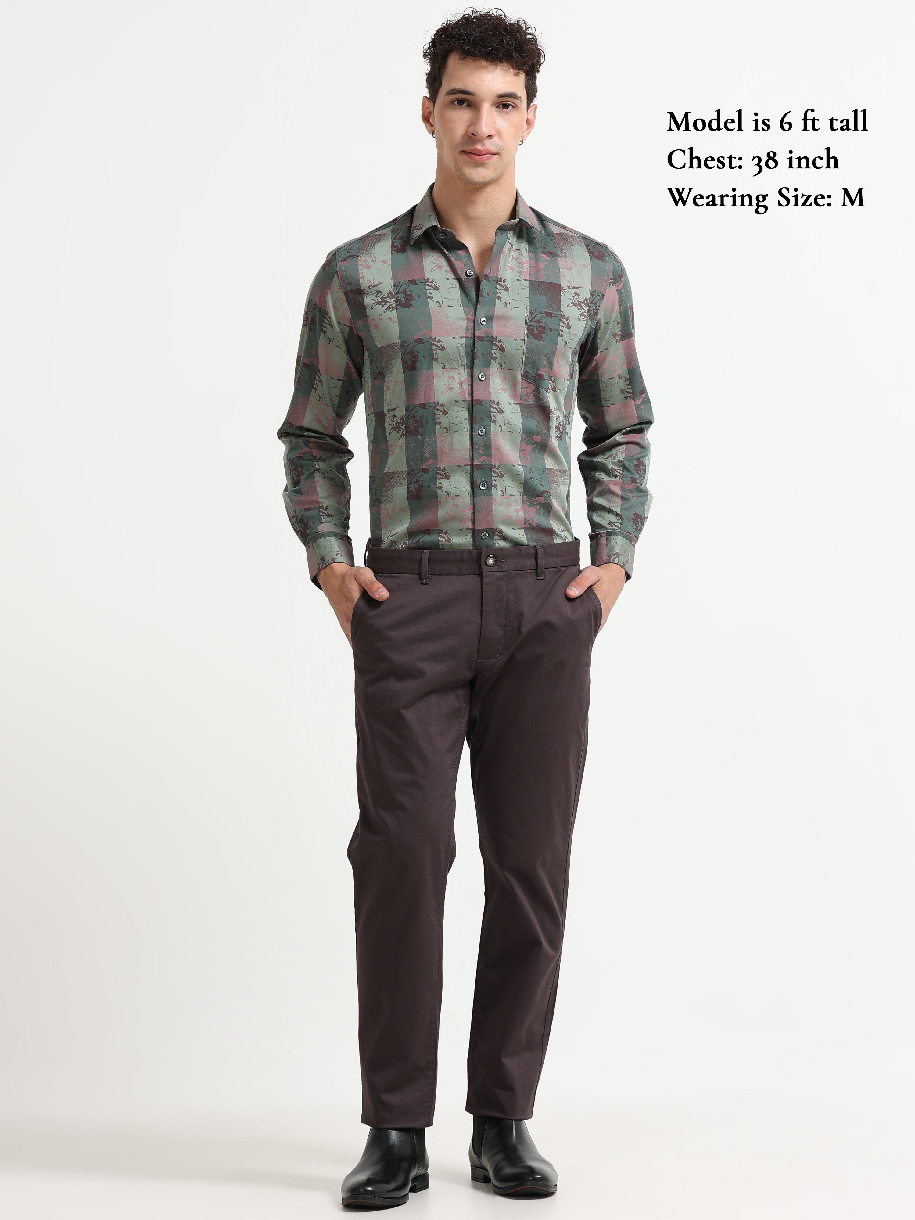 Abstract Forest Jacquard Check Shirt