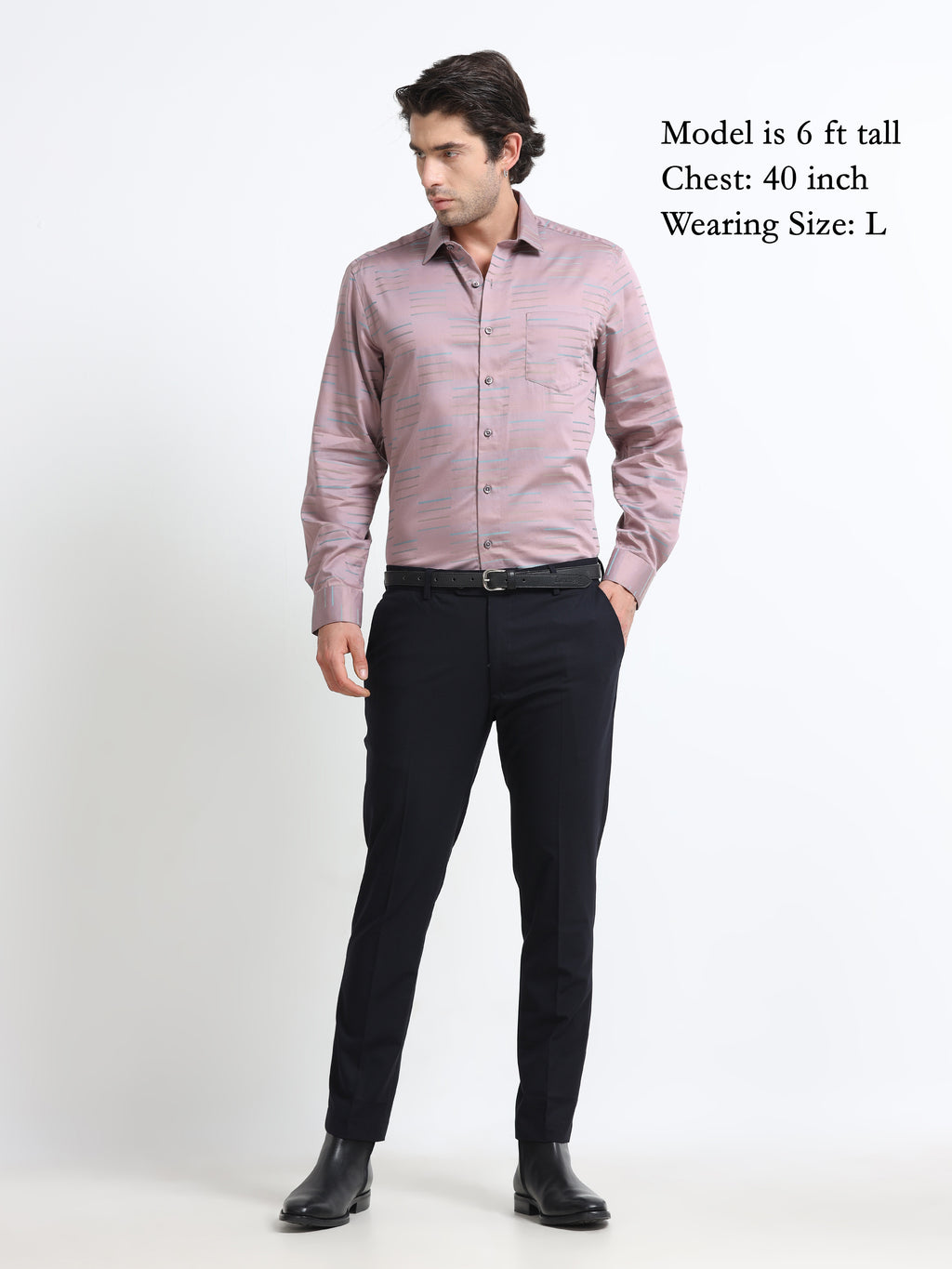 Gilded Mist Artisan Linear Micro Print Shirt