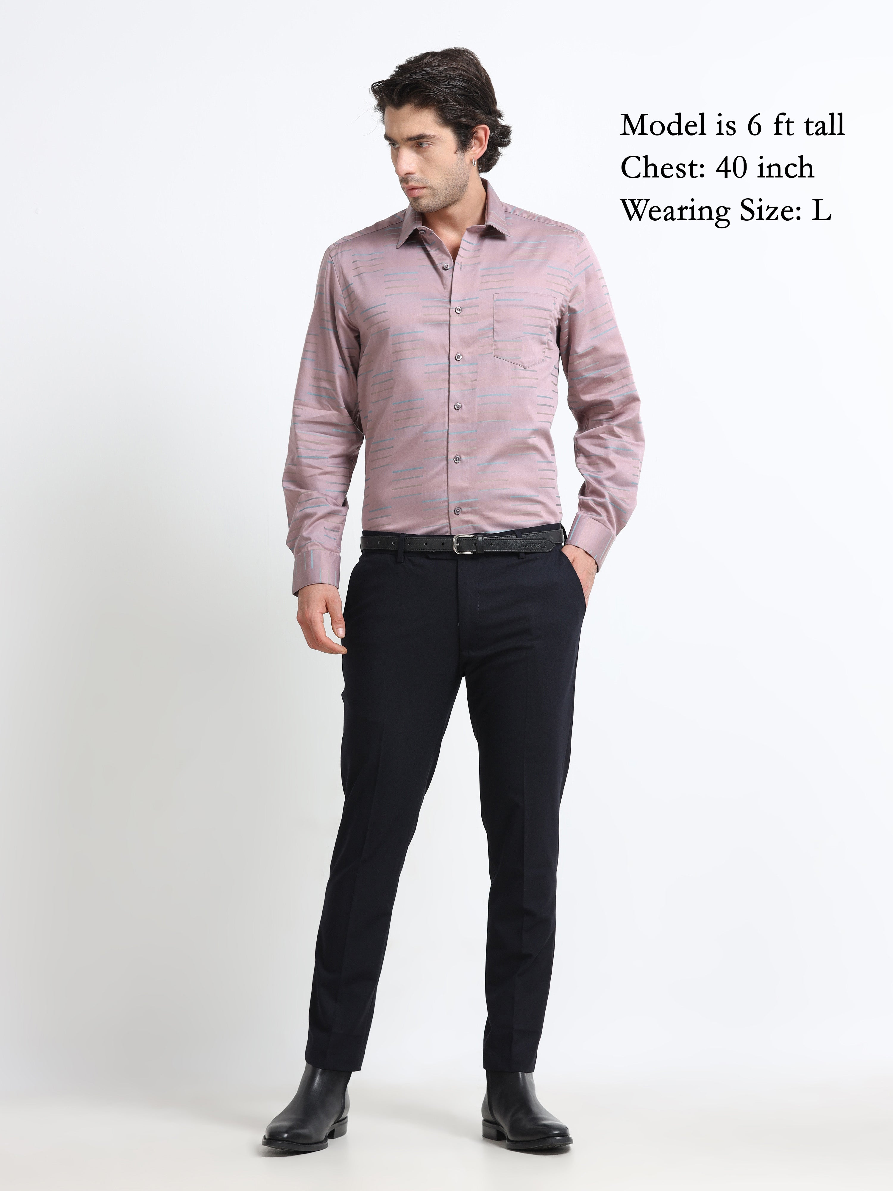 Gilded Mist Artisan Linear Micro Print Shirt