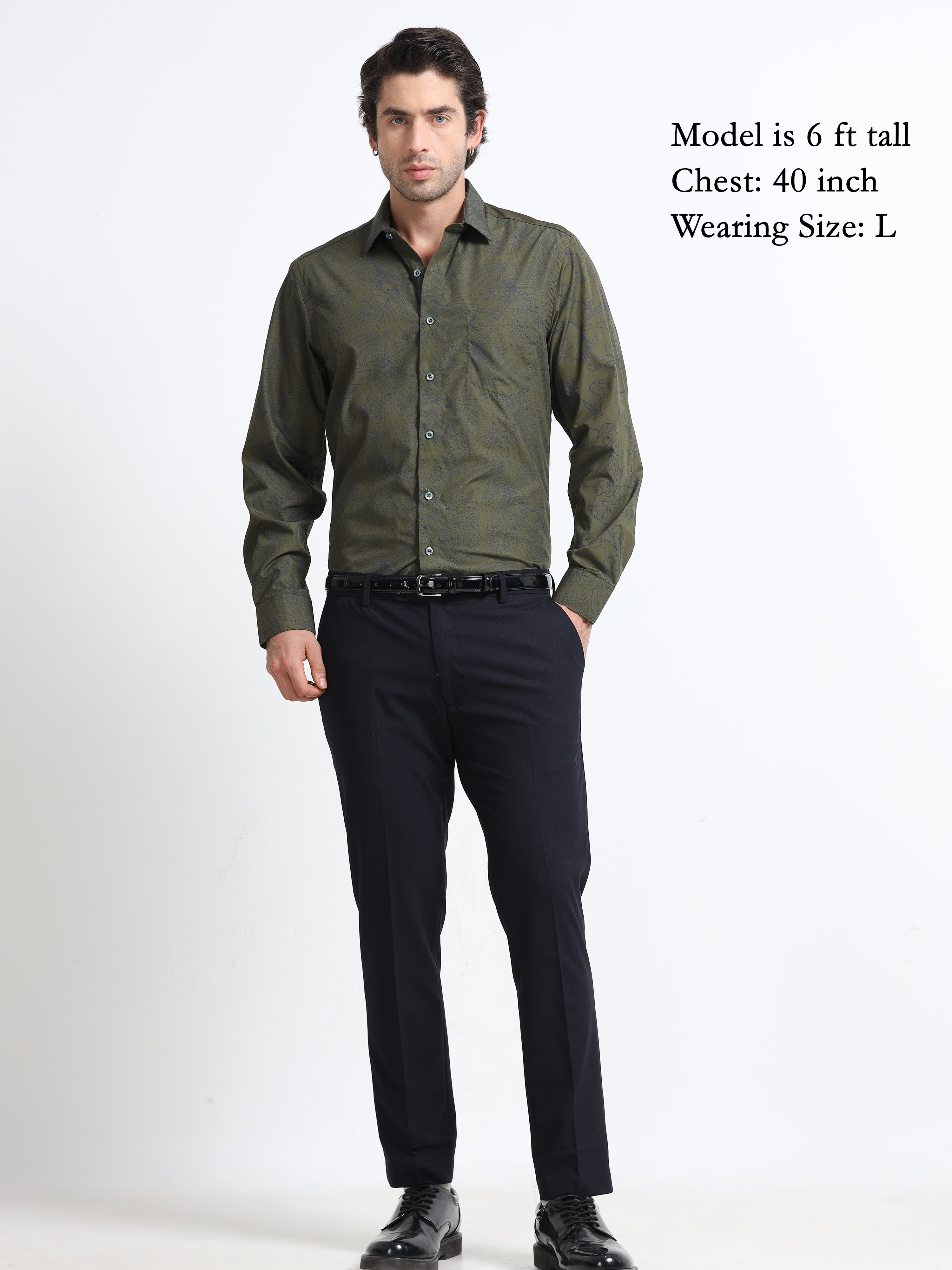 Obsidian Olive Artisan Flora Cotton Print Shirt