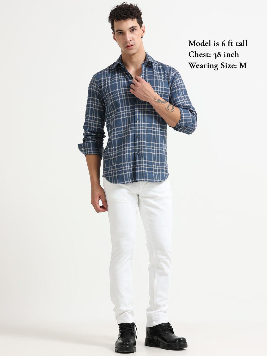 Graphite Blue Textured Check Jacquard Shirt