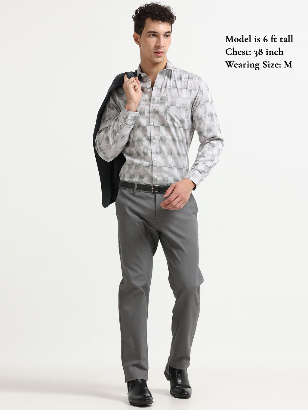 Silver Shadow Floral Checkerboard Jacquard Shirt