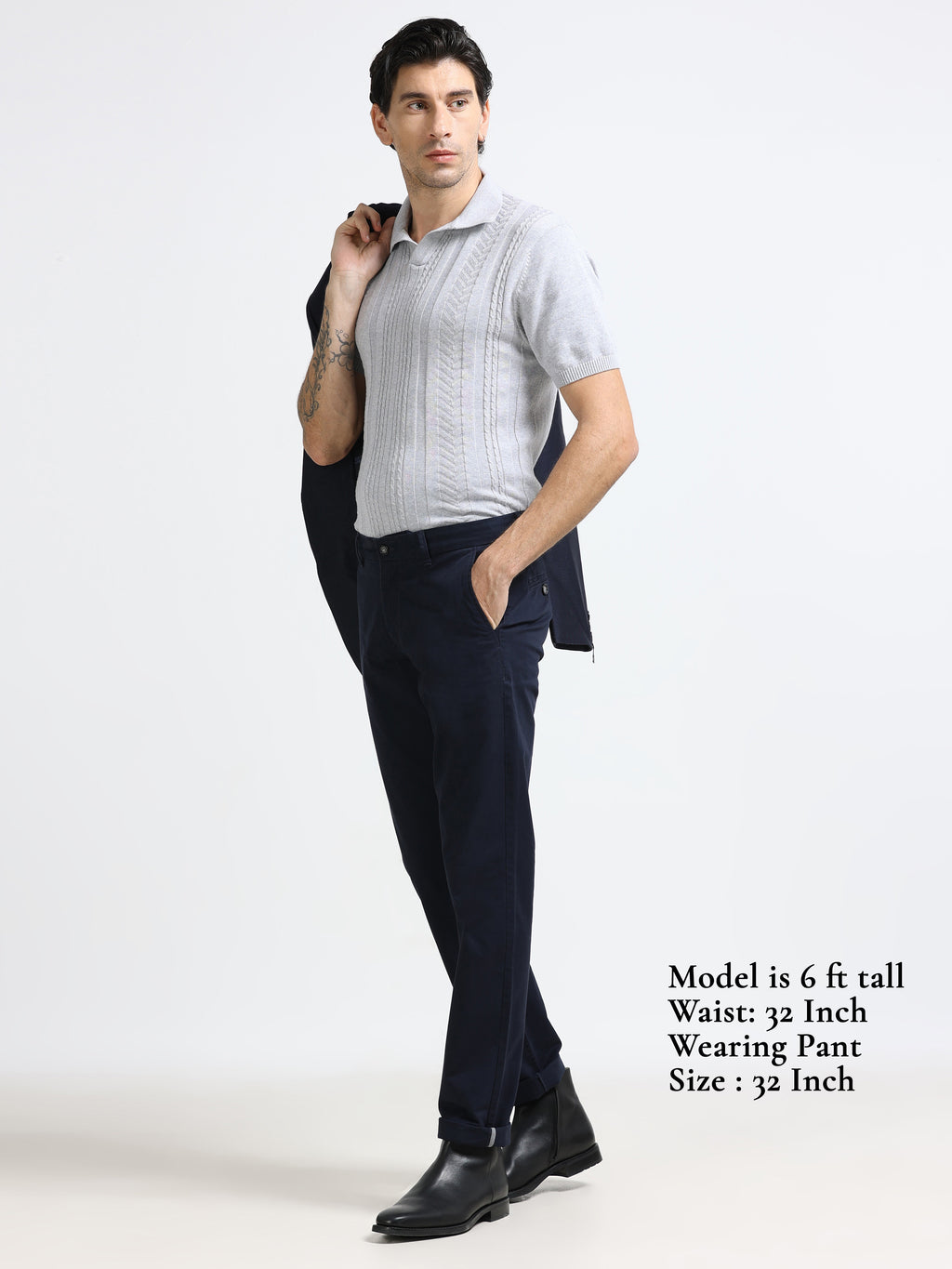 DARK NAVY GAP TWILL STRETCH TROUSERS