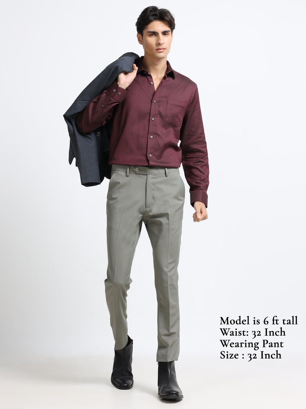 WARM GREY 4 WAY STRETCH VISCOSE BLEND FORMAL PANT