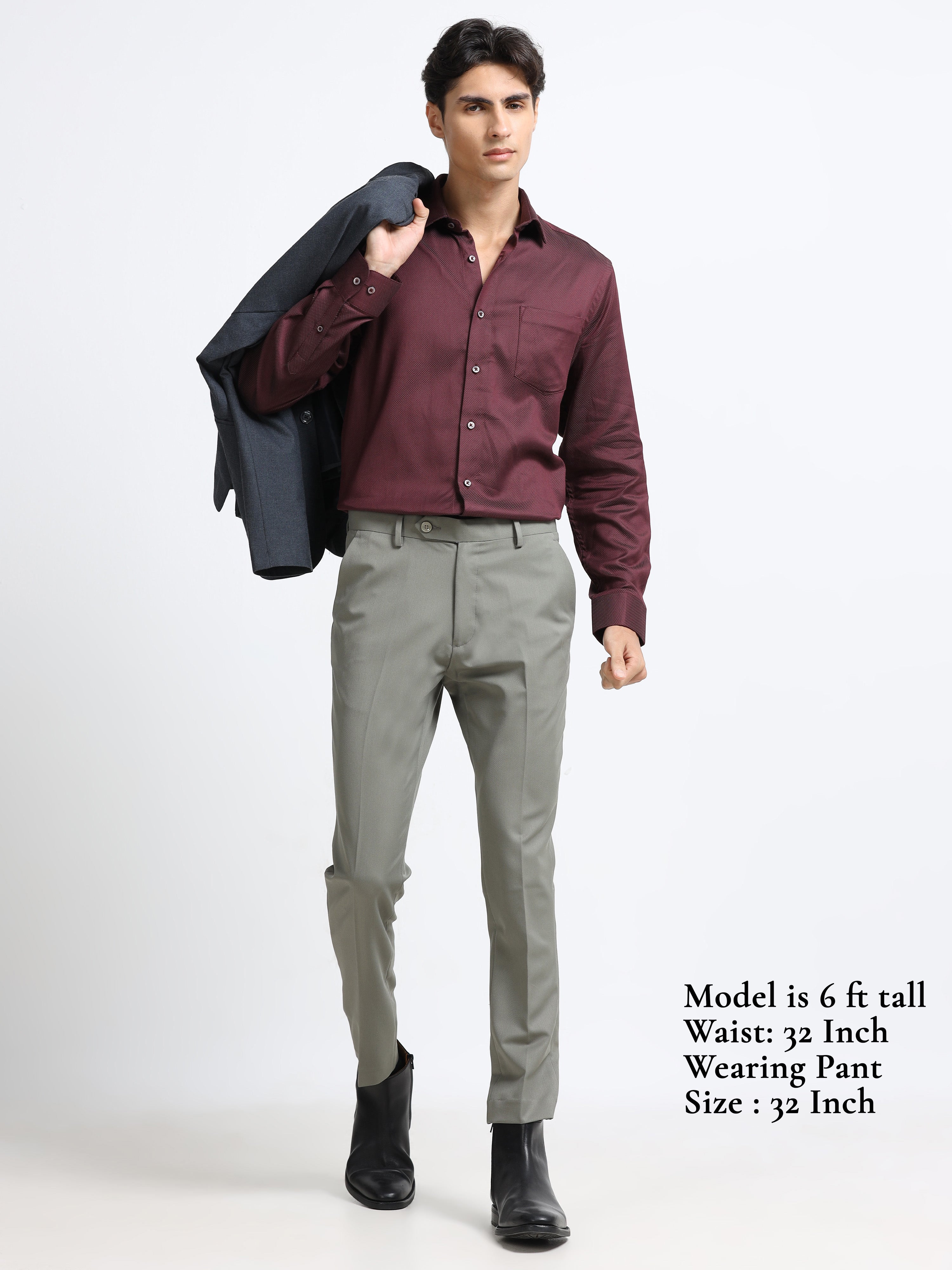 WARM GREY 4 WAY STRETCH VISCOSE BLEND FORMAL PANT