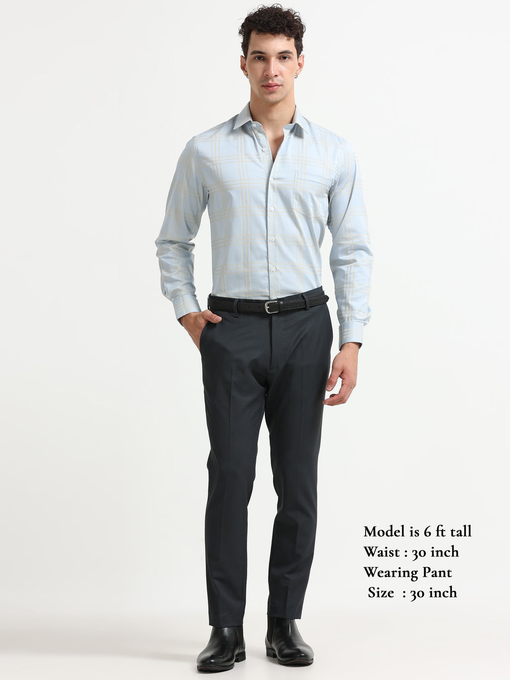 BLUE 4 WAY STRETCH VISCOSE BLEND FORMAL PANT