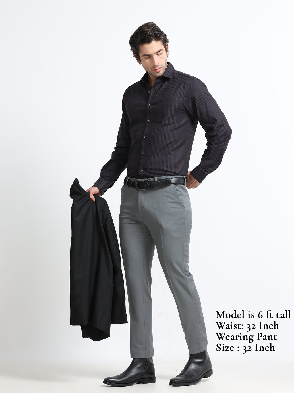 ELEPHANT GREY 4 WAY STRETCH VISCOSE BLEND FORMAL PANT