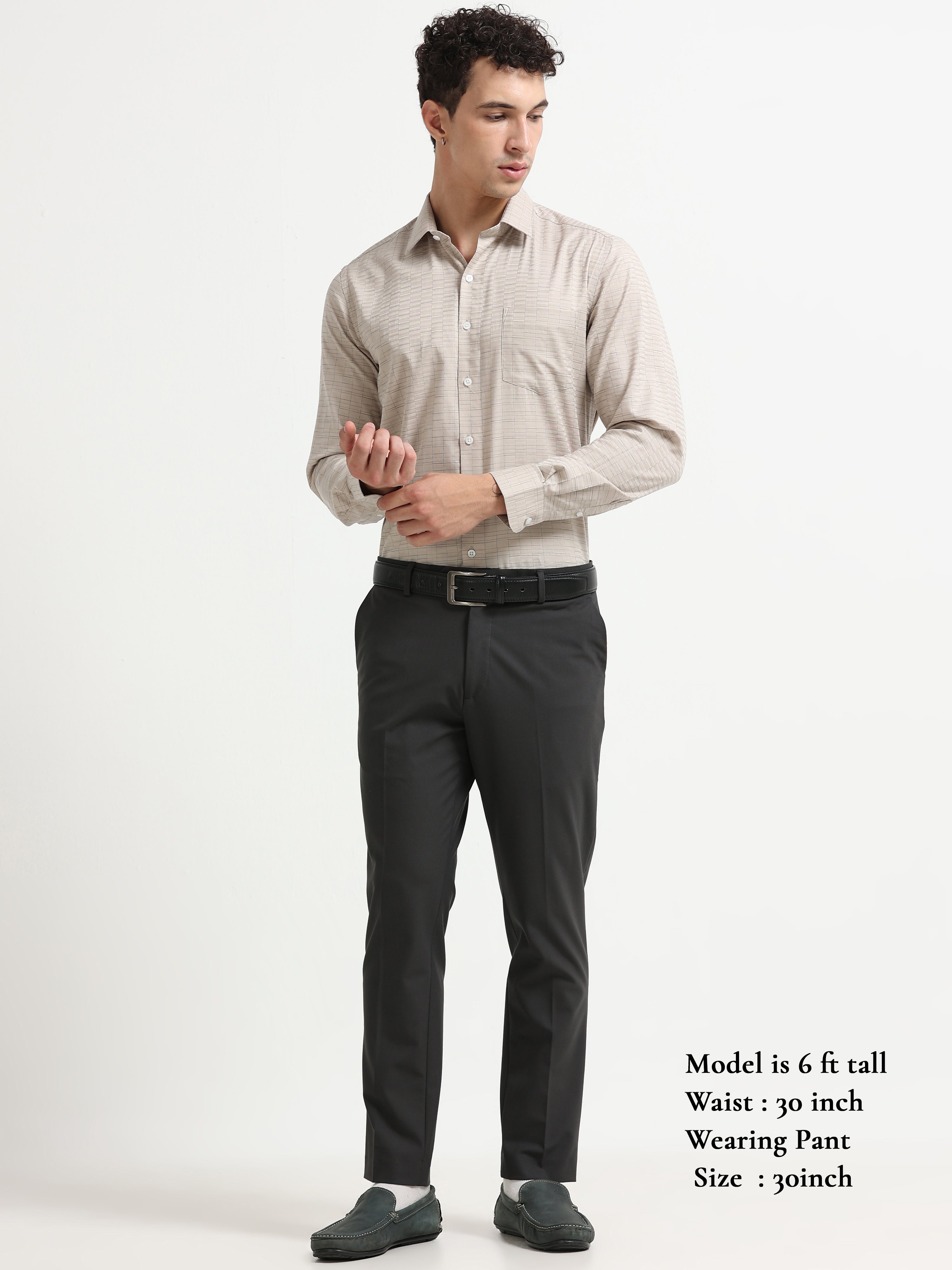 CHARCOAL 4 WAY STRETCH VISCOSE BLEND FORMAL PANT