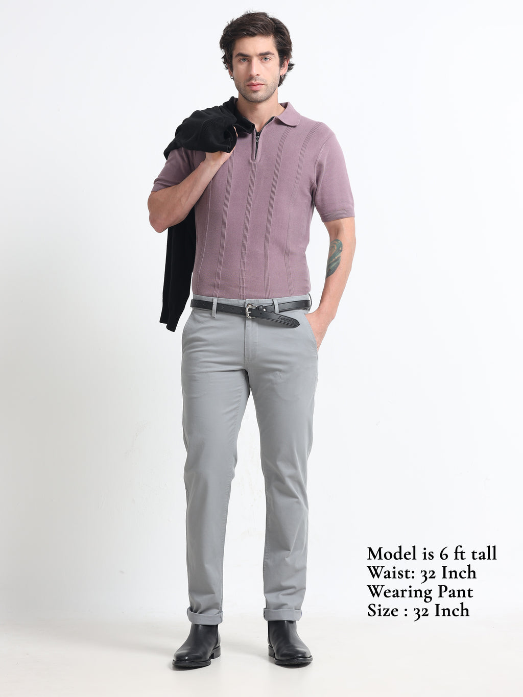GREY GAP TWILL STRETCH TROUSERS