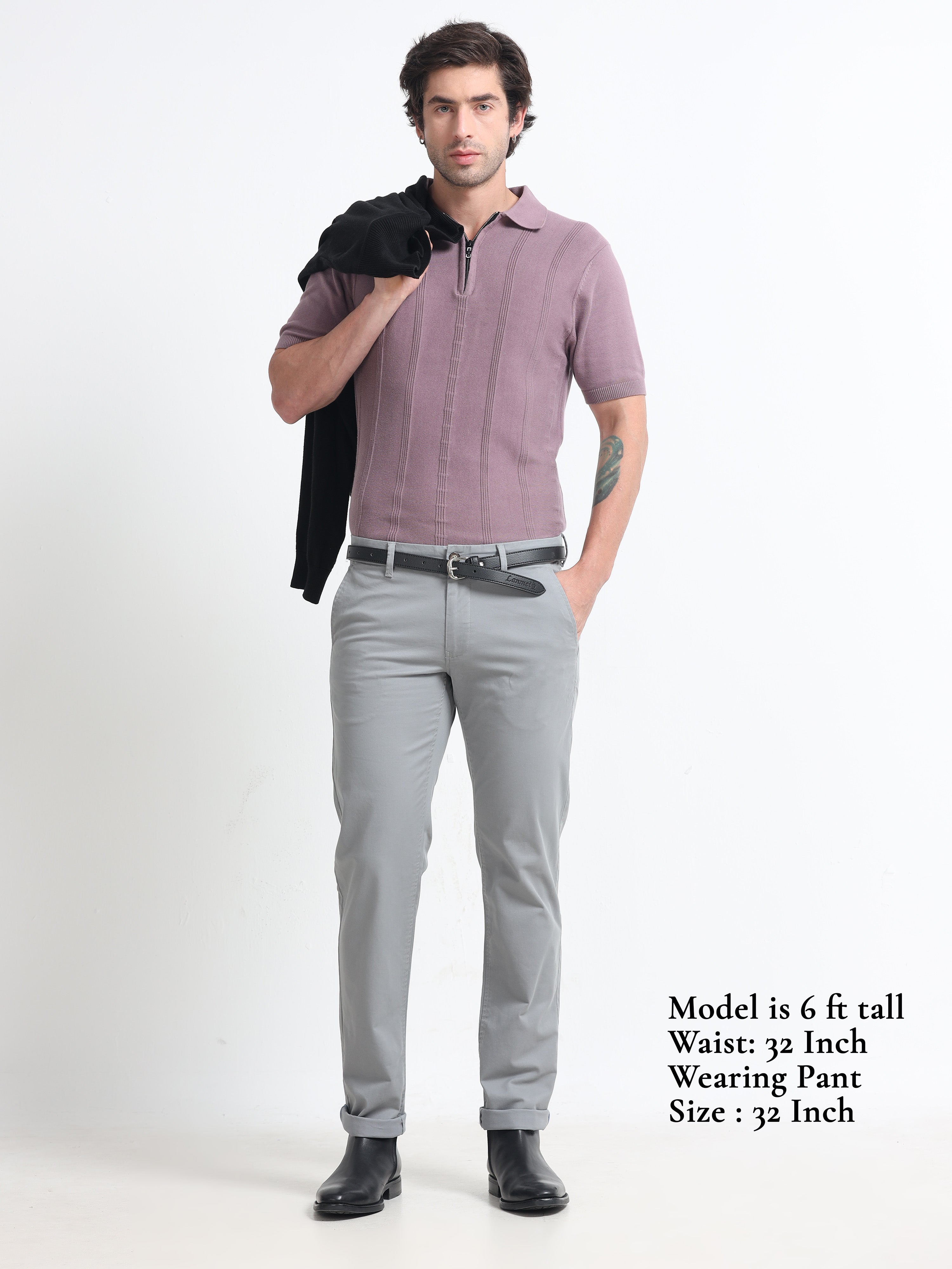 GREY GAP TWILL STRETCH TROUSERS