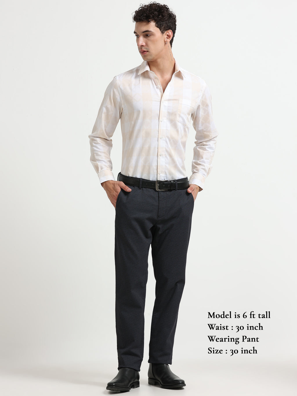 BLACK DOBBIES COTTON LYCRA BLEND TROUSER