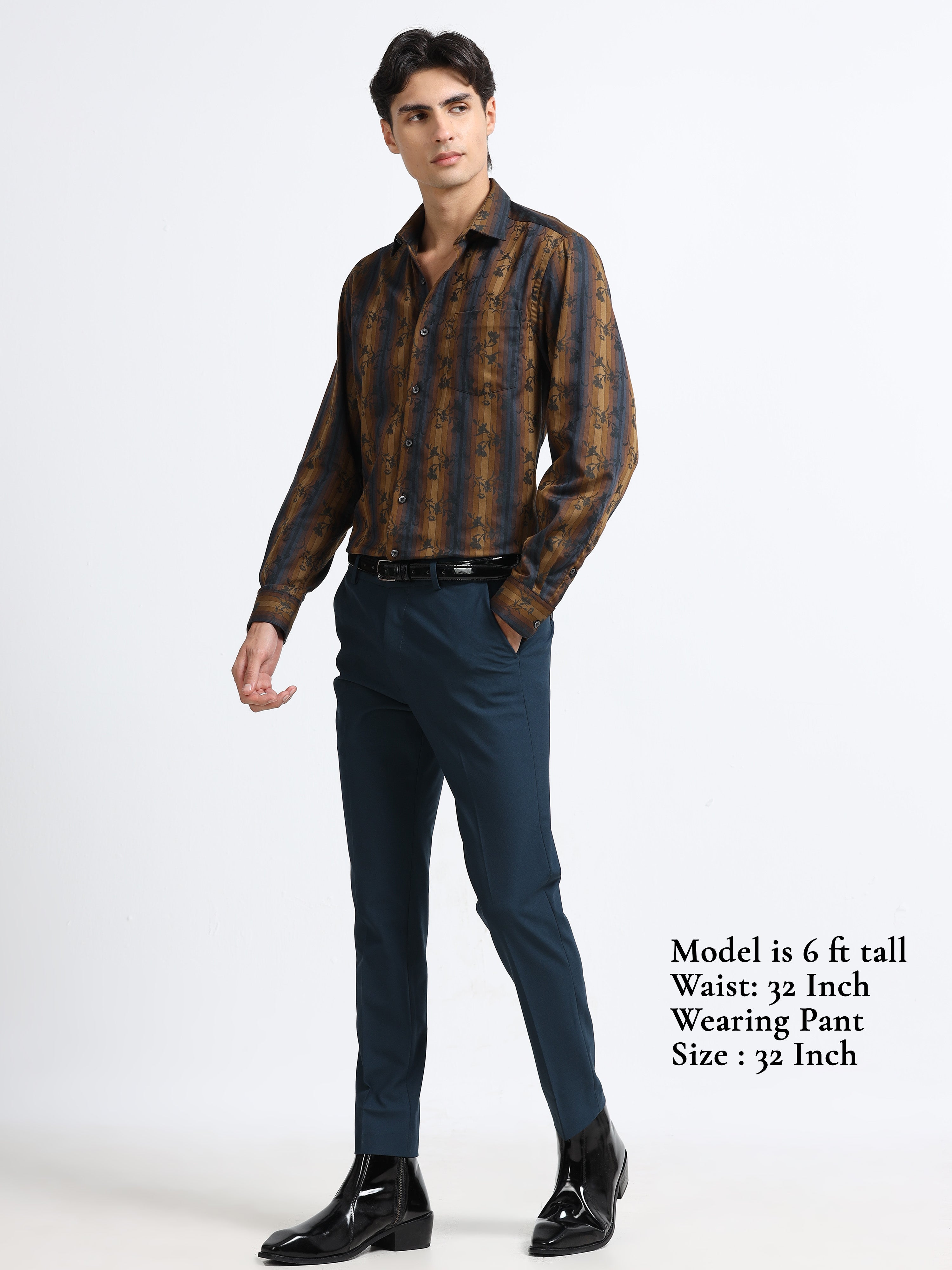 BLUE 4 WAY STRETCH VISCOSE BLEND FORMAL PANT