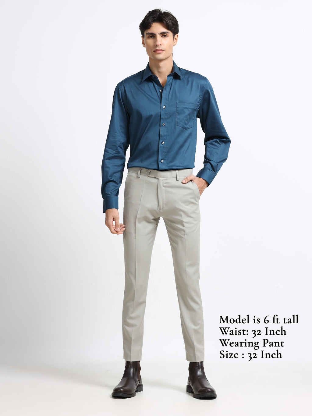 SMOKE GREY 4 WAY STRETCH VISCOSE BLEND FORMAL PANT