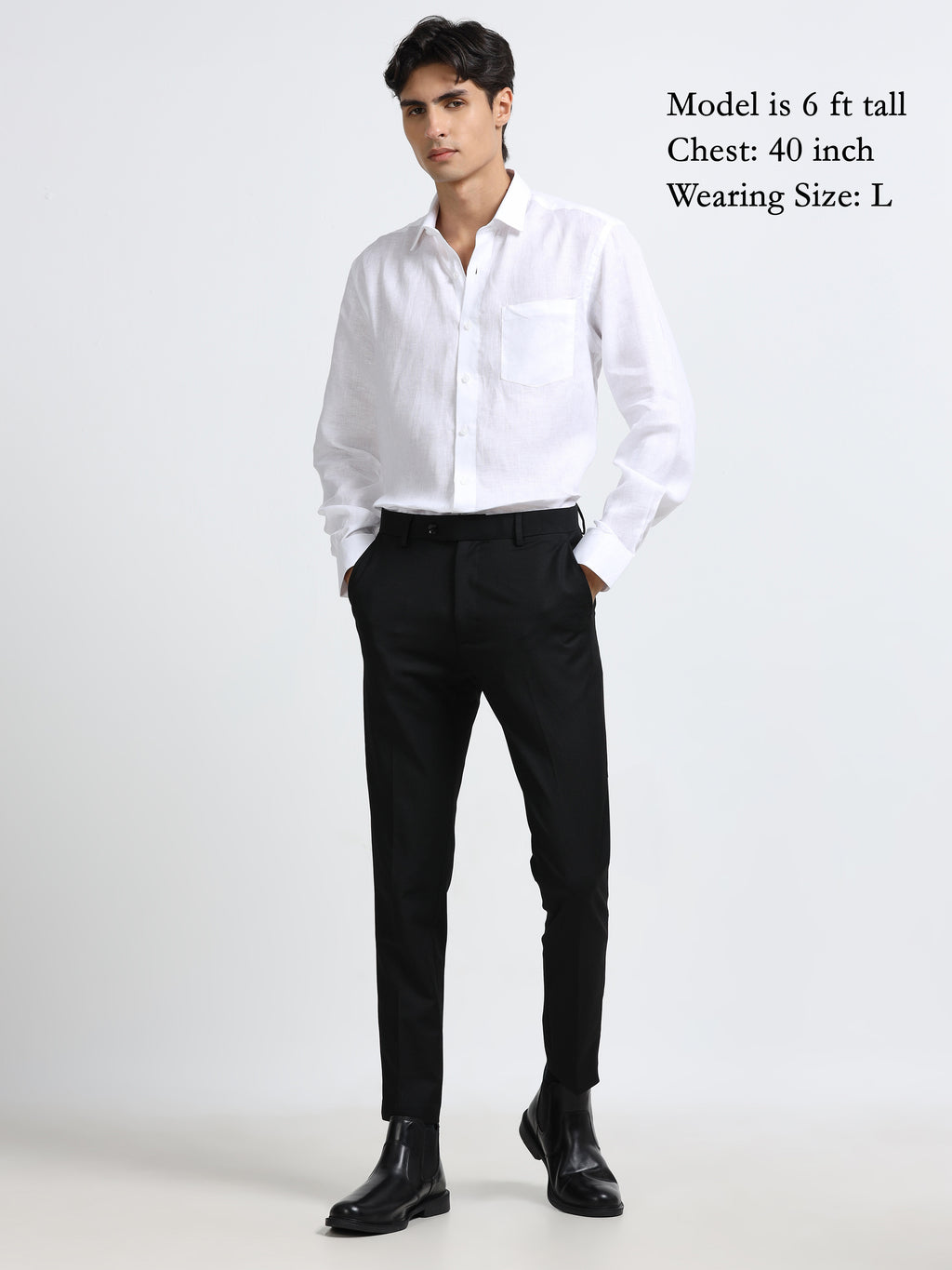 Arctic Breeze White Linen Solid Shirt