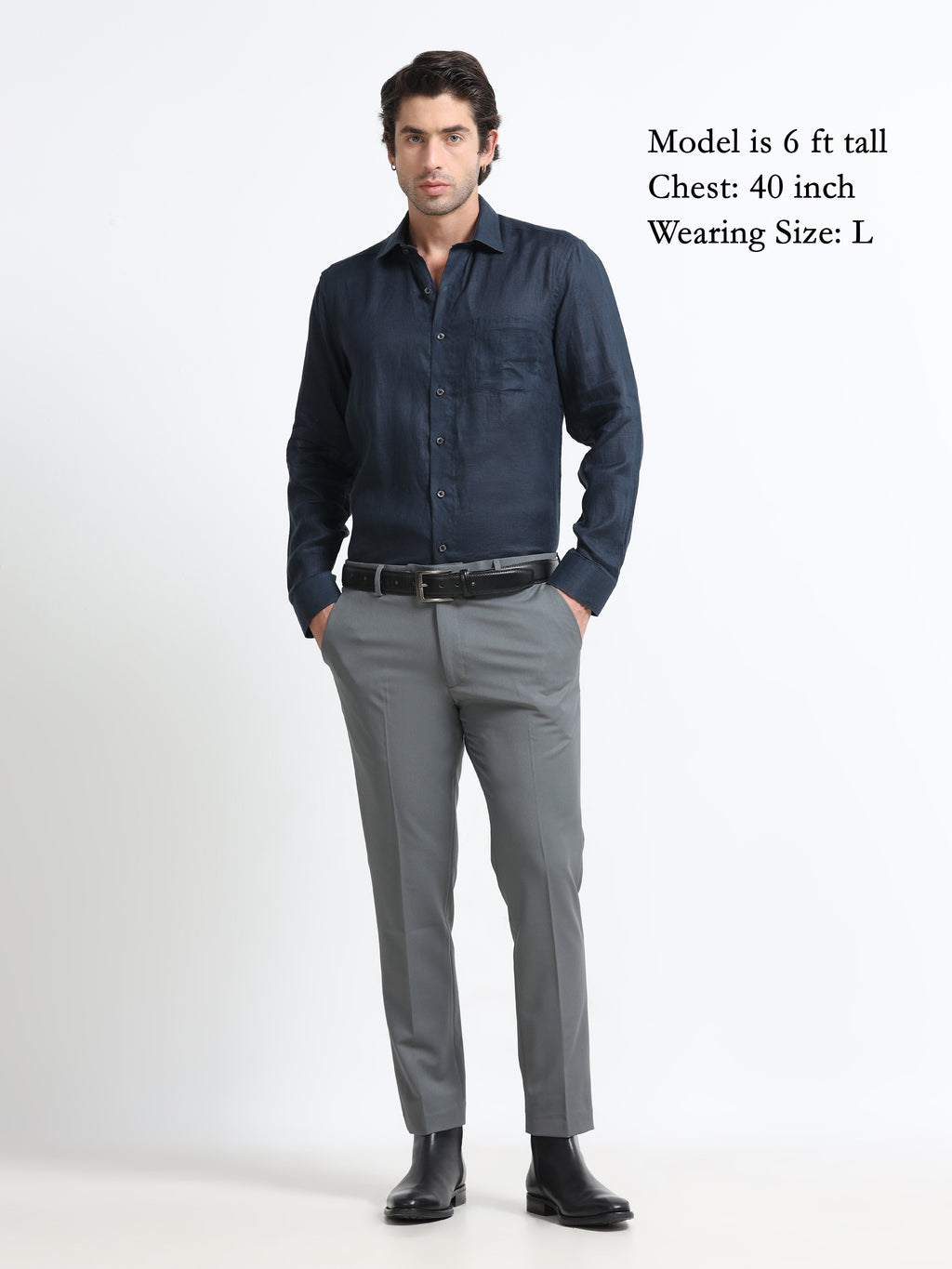 Midnight Blue Linen Solid Shirt
