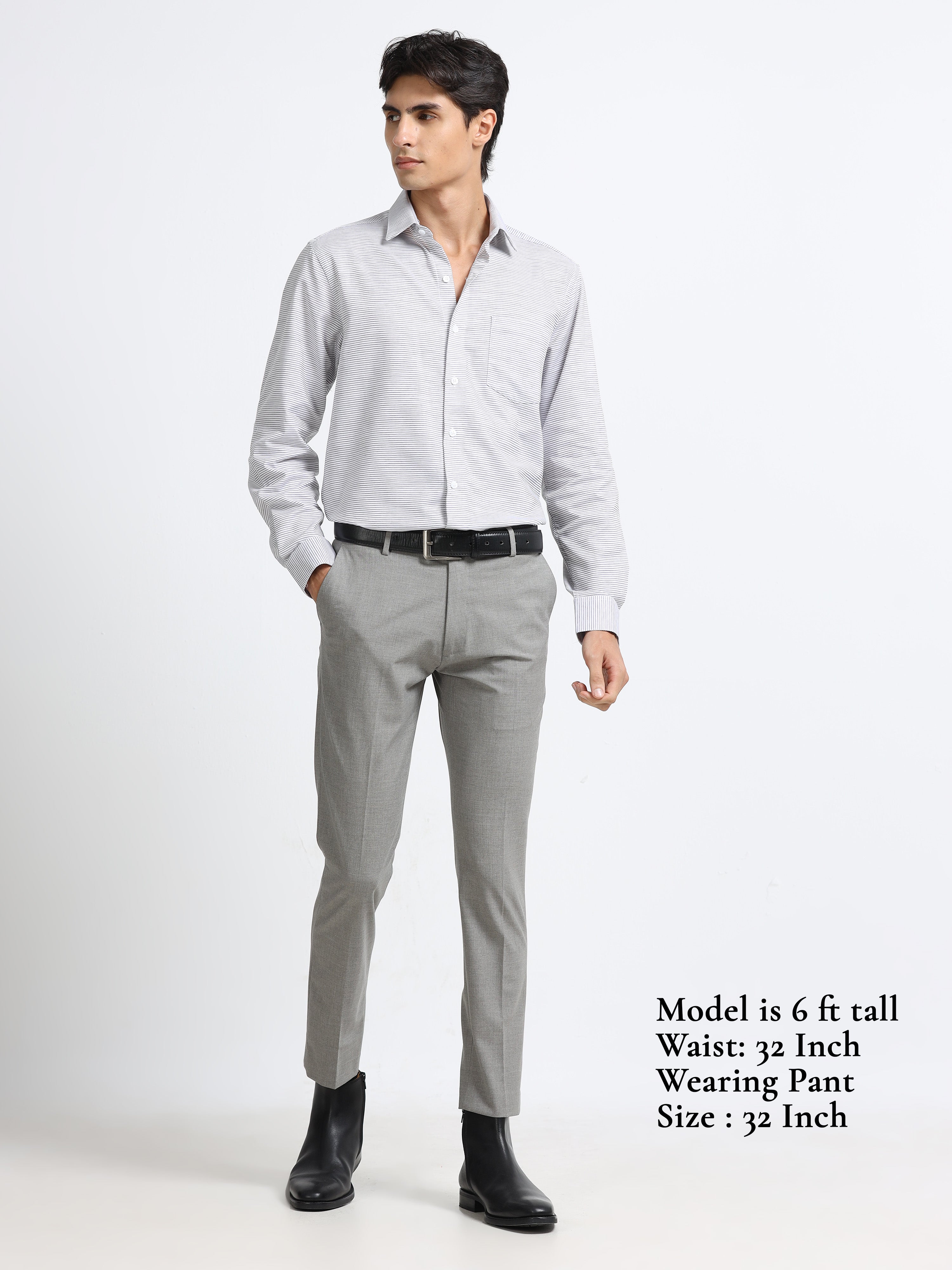 CEMENT GREY 4 WAY STRETCH VISCOSE BLEND FORMAL PANT
