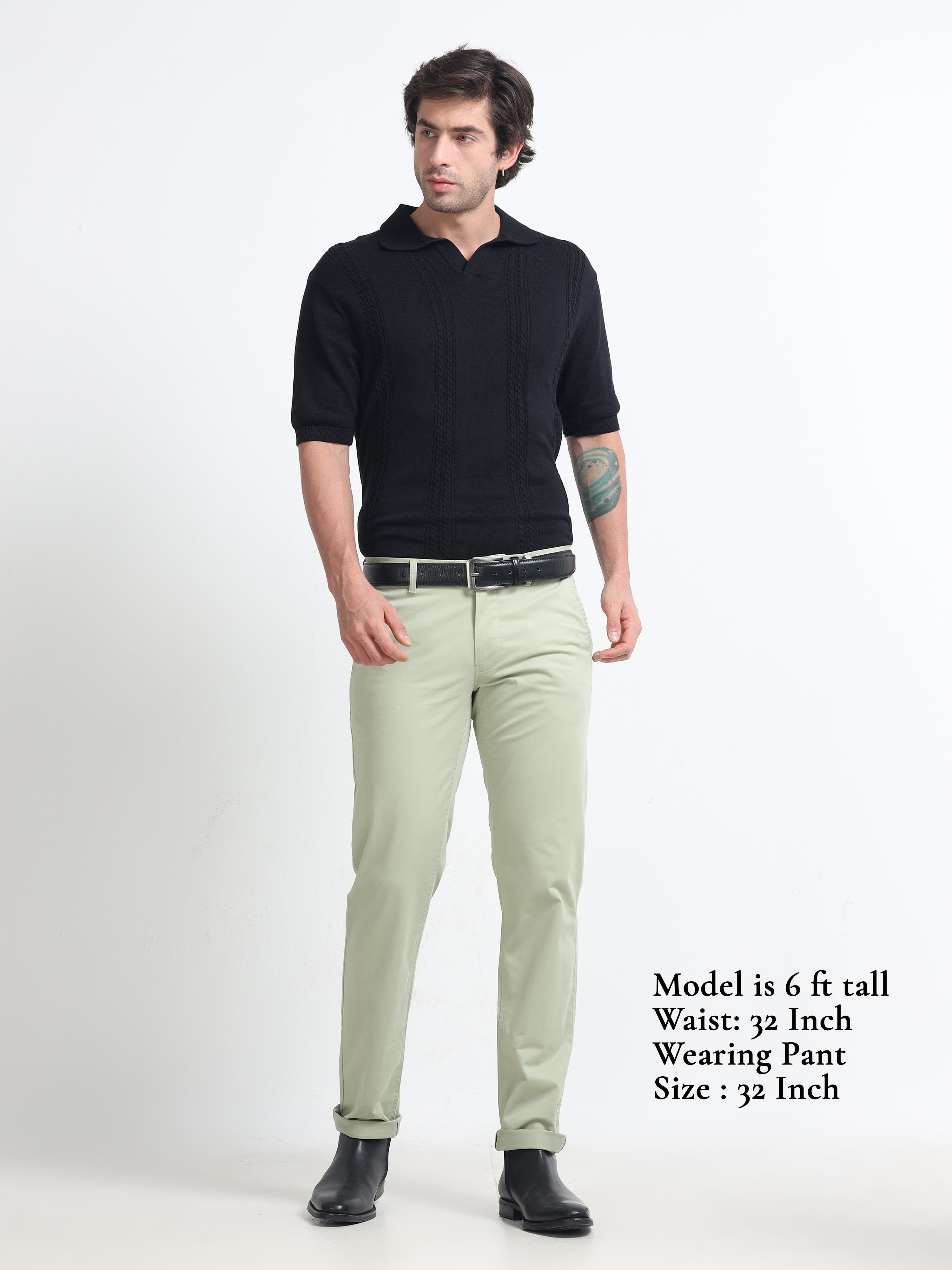 PISTA GREEN CONVERSE COTTON LYCRA STRECTH TROUSERS