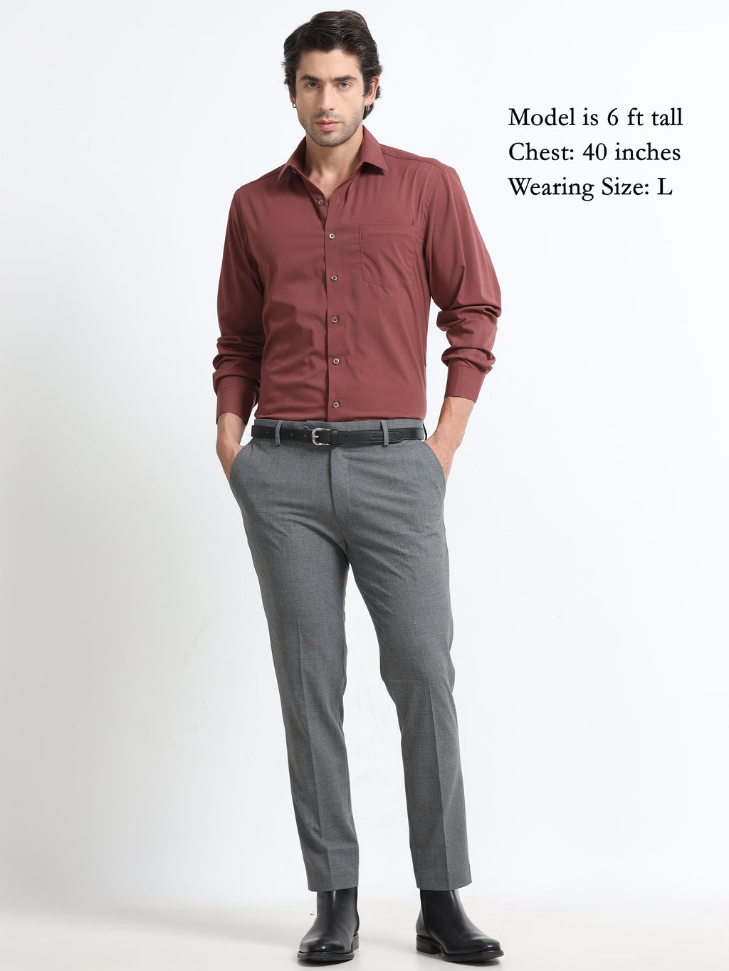 Marsala Royale Cotton Satin Stretch Solid Shirt