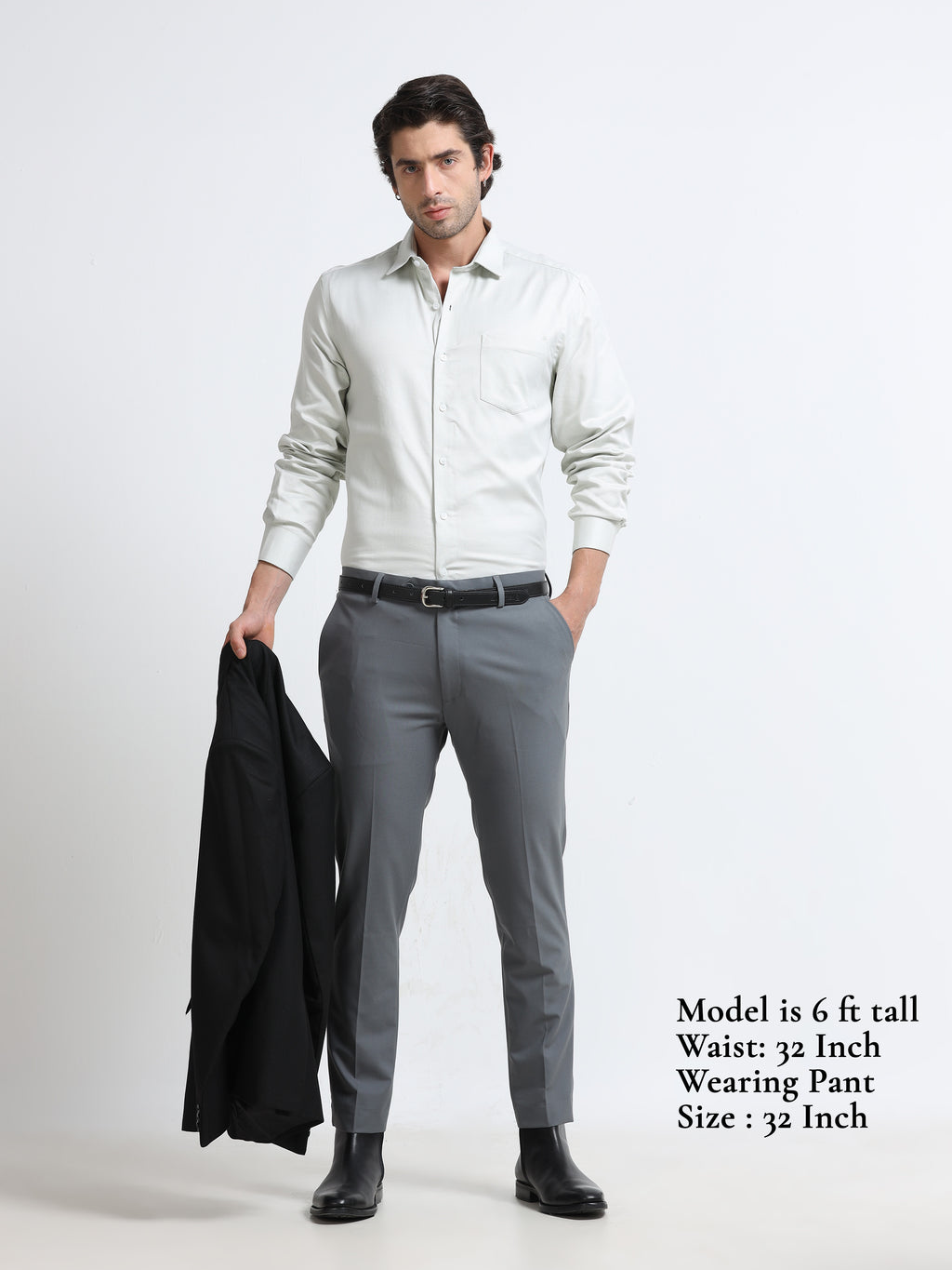 SLATE GREY 4 WAY STRETCH VISCOSE BLEND FORMAL PANT